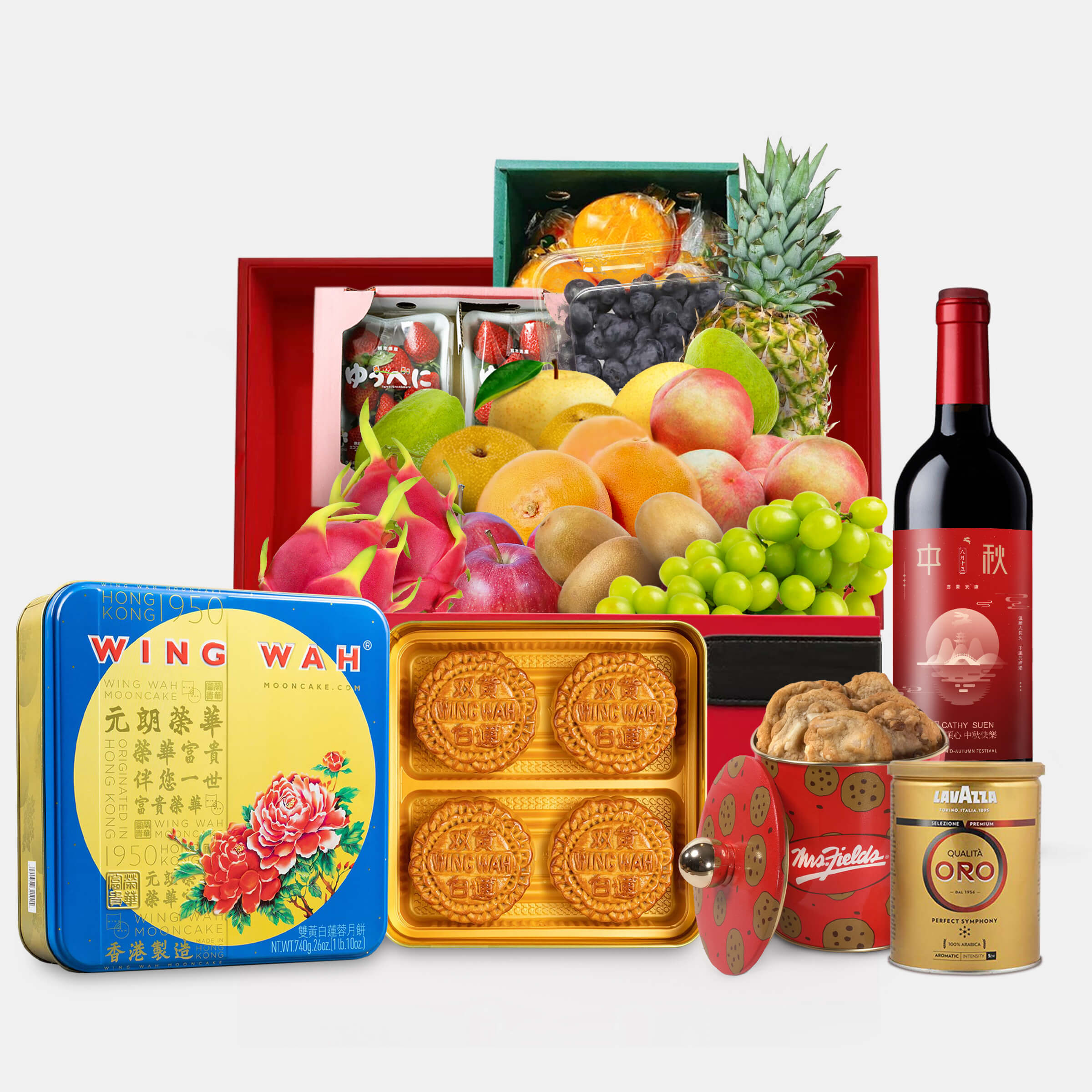 中秋果籃|  Customized  Red Wine Fruit Hamper - Design Your Own Wine