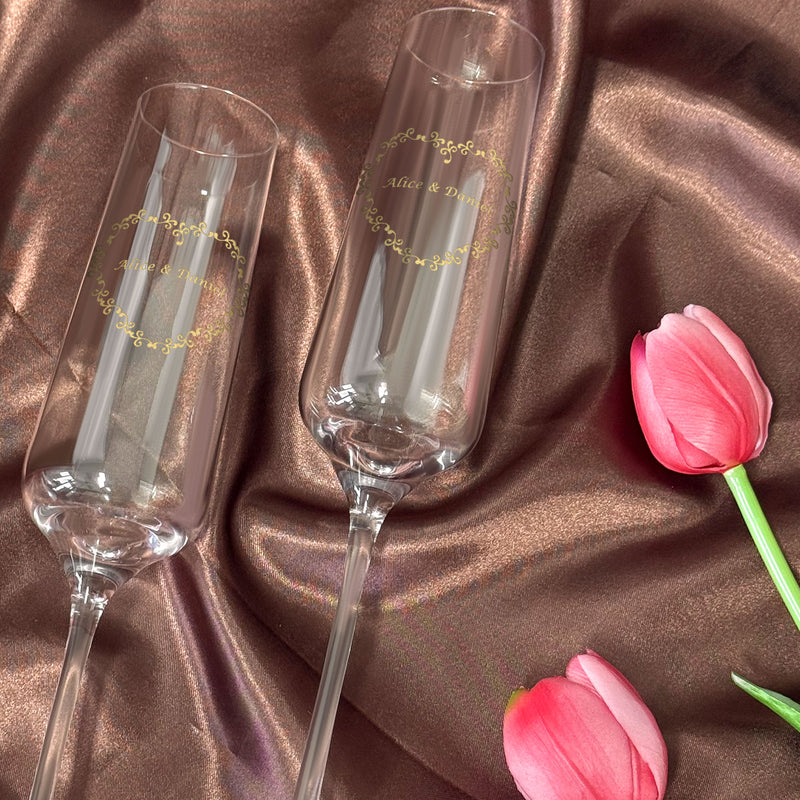 【結婚禮物訂製】RONA 香檳杯 對杯（情人節禮盒）送禮必備 送女友 雕刻禮物 婚禮新婚敬酒杯禮物 紀念日情人節客製化送禮 Romantic wedding custom gift rona - Design Your Own Wine