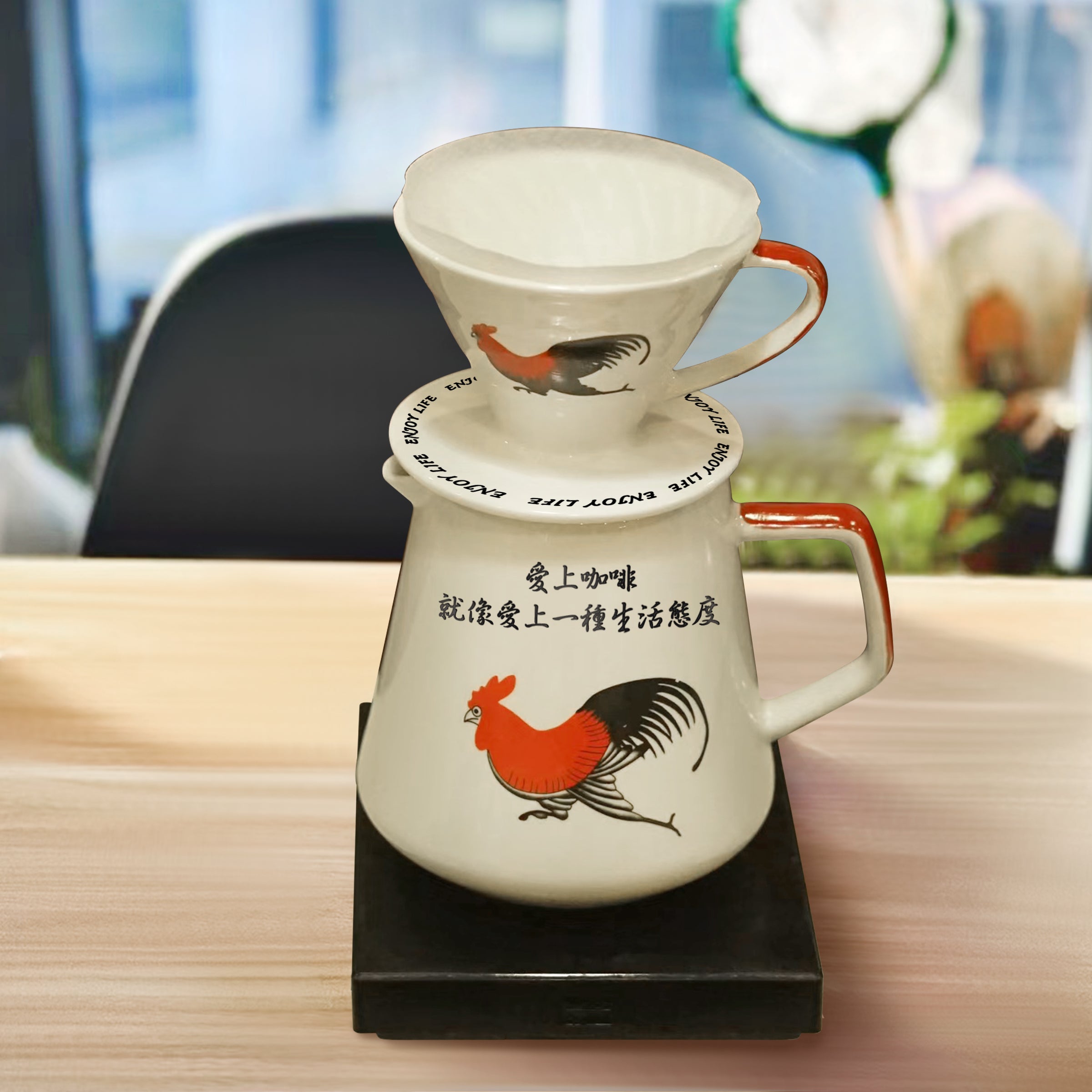 復古雞公咖啡壺丨訂製款 文字雕刻 香港懷舊風  手衝咖啡套裝 新婚禮物祝福禮物 致敬經典咖啡愛好者禮物 生日送朋友Customized Vintage Cock Coffee Pot Set-DY02-99 - Design Your Own Wine