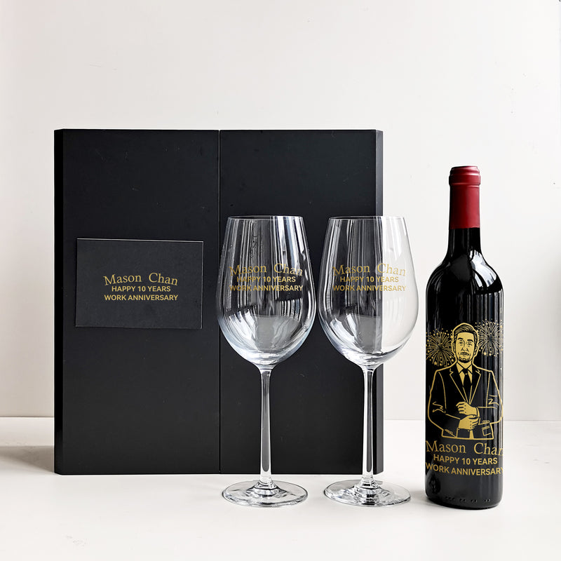 corporate gifts |定制公司禮品,人像紅酒&紅酒杯套裝 - Design Your Own Wine