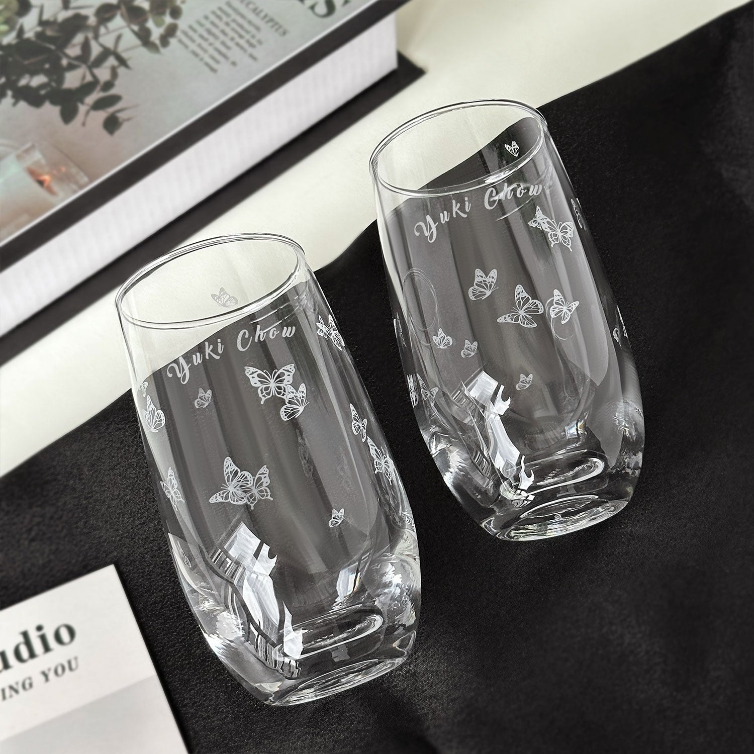 文字姓名訂製 威士忌玻璃杯 浪漫蝴蝶杯禮盒 情侶禮物 新家新婚禮物 高級伴手禮butterfly glass-DY01-381 - Design Your Own Wine