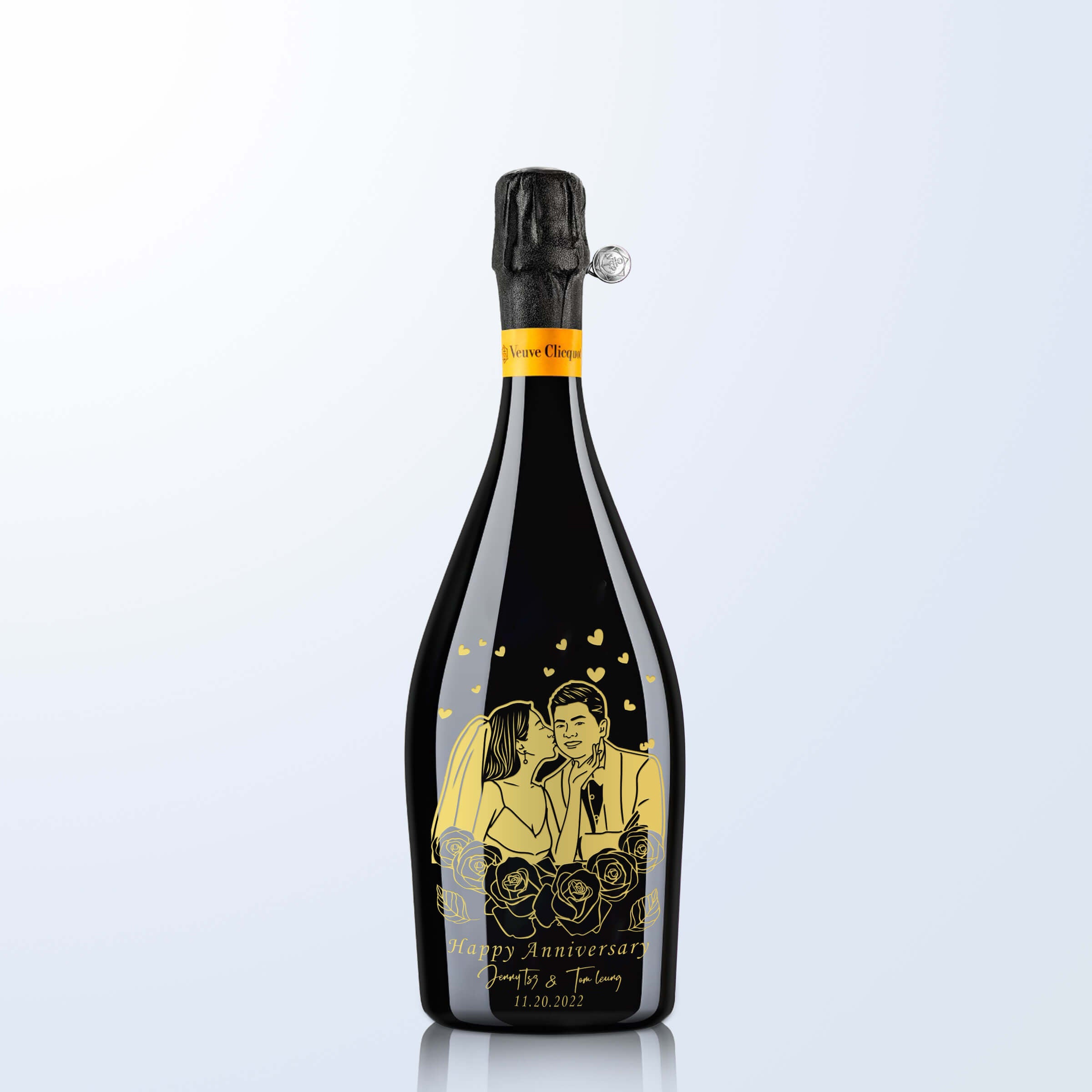 Veuve Clicquot La Grande Dame 2015 |凱哥香檳 單支雙杯（含人像雕刻）客製化禮物 - Design Your Own Wine