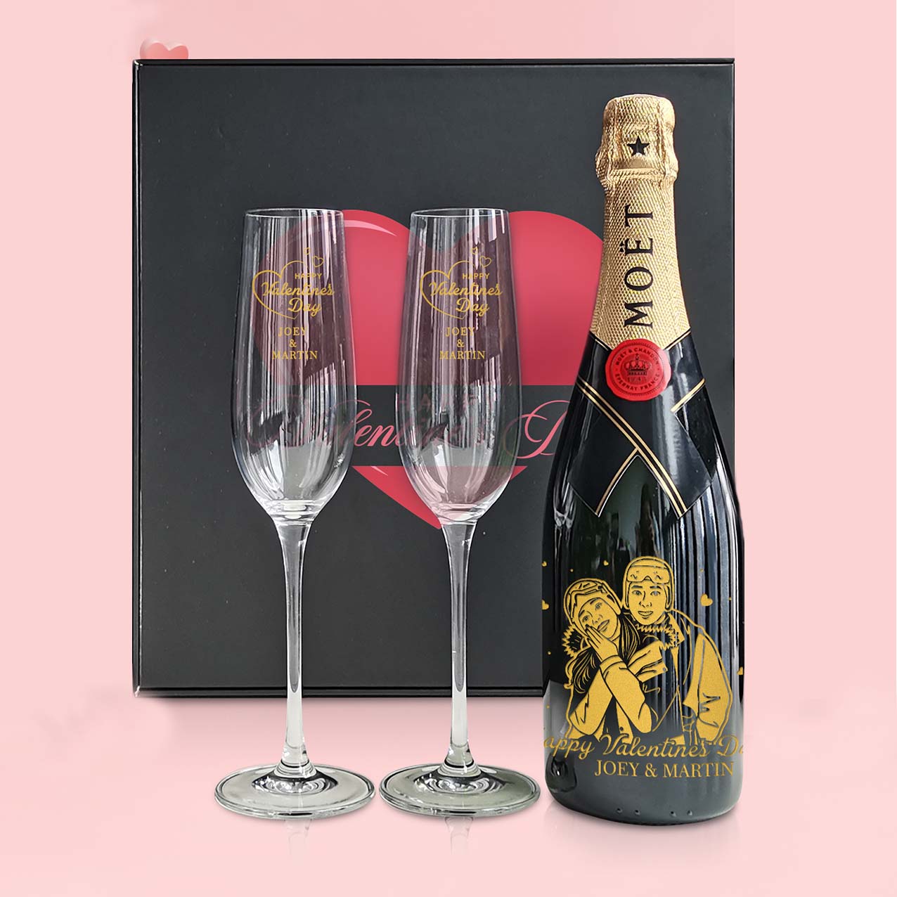 【Romantic Valentine's day】浪漫情人節香檳禮物（Moet 客製化）雕刻禮物