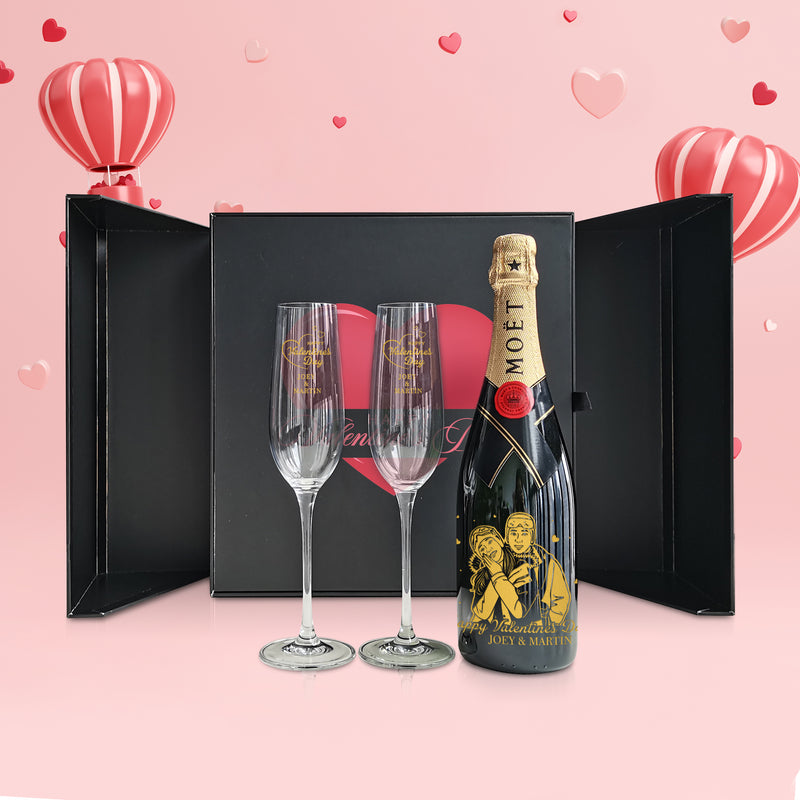 【Romantic Valentine's day】浪漫情人節香檳禮物（Moet 客製化）雕刻禮物 - Design Your Own Wine