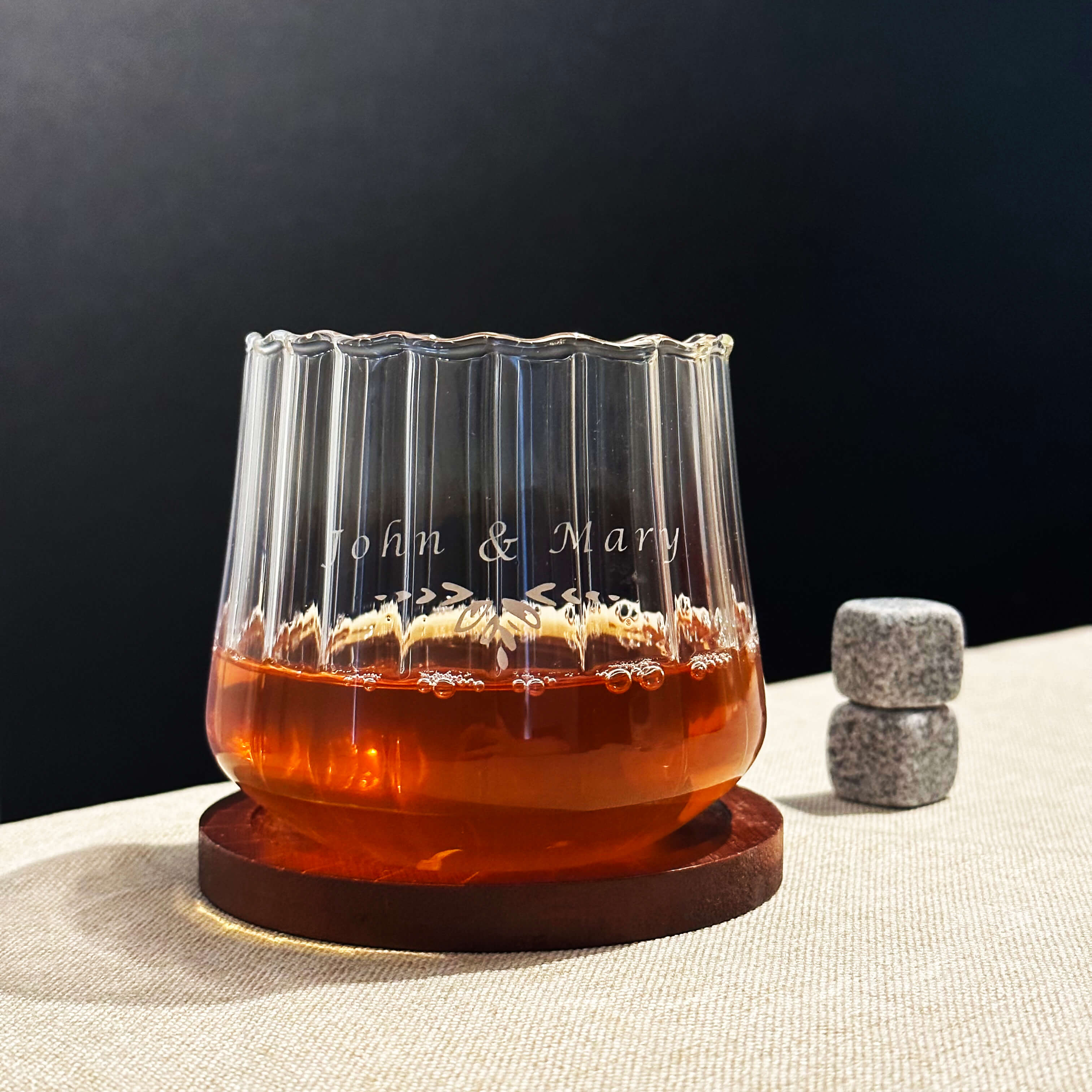 文字訂製 威士忌杯姓名刻字 條紋花苞杯 酒杯飲料杯生日禮物禮盒 驚喜創意對杯Whiskey Glass-DY01-370 - Design Your Own Wine