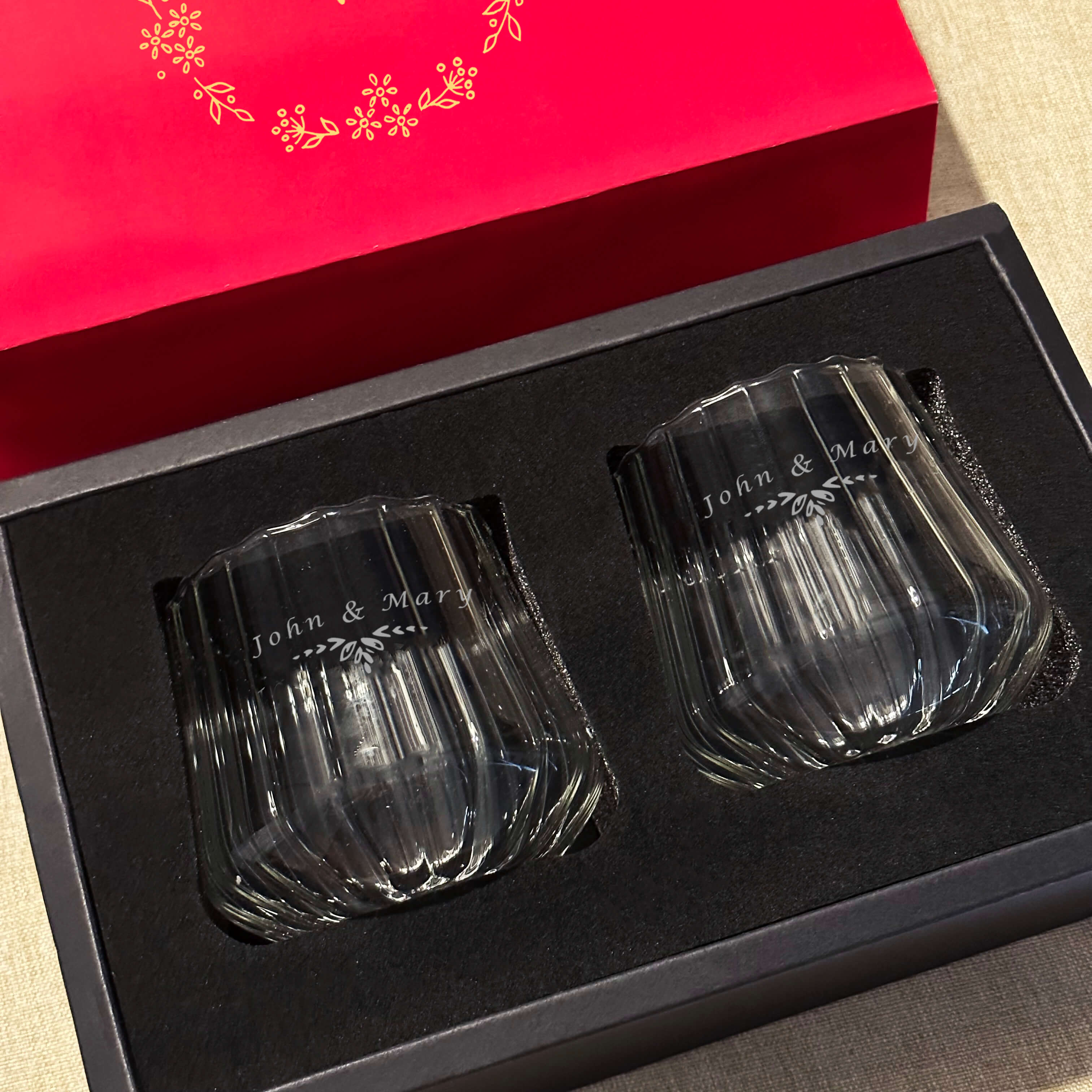 文字訂製 威士忌杯姓名刻字 條紋花苞杯 酒杯飲料杯生日禮物禮盒 驚喜創意對杯Whiskey Glass-DY01-370 - Design Your Own Wine