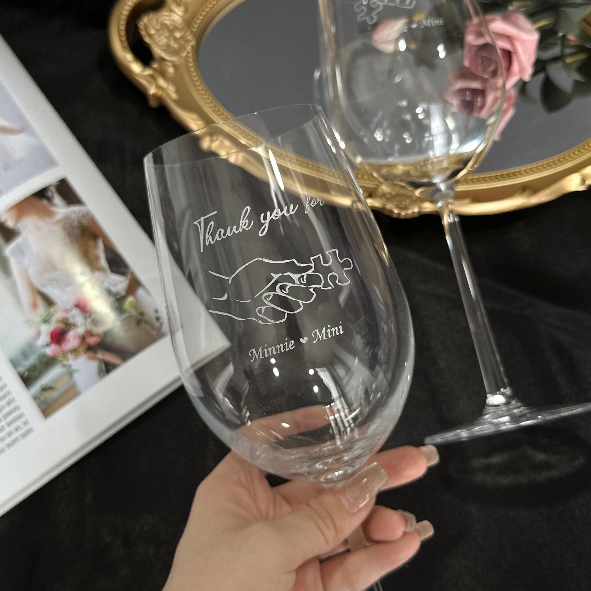 有你-人生完美 情侶名字定制紅酒對杯 | Complete My Life Red Wine Custom Wine Glasses DY01-1 - Design Your Own Wine