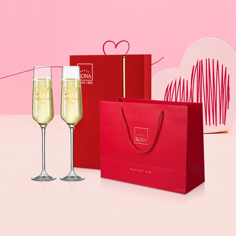 【Romantic Valentine's day】RONA 香檳杯 對杯（情人節禮盒）送禮必備 送女友 雕刻禮物 - Design Your Own Wine