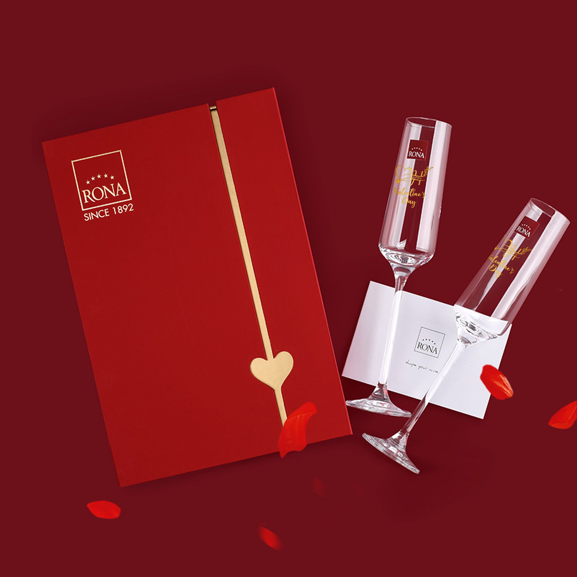 【Romantic Valentine's day】RONA 香檳杯 對杯（情人節禮盒）送禮必備 送女友 雕刻禮物 - Design Your Own Wine
