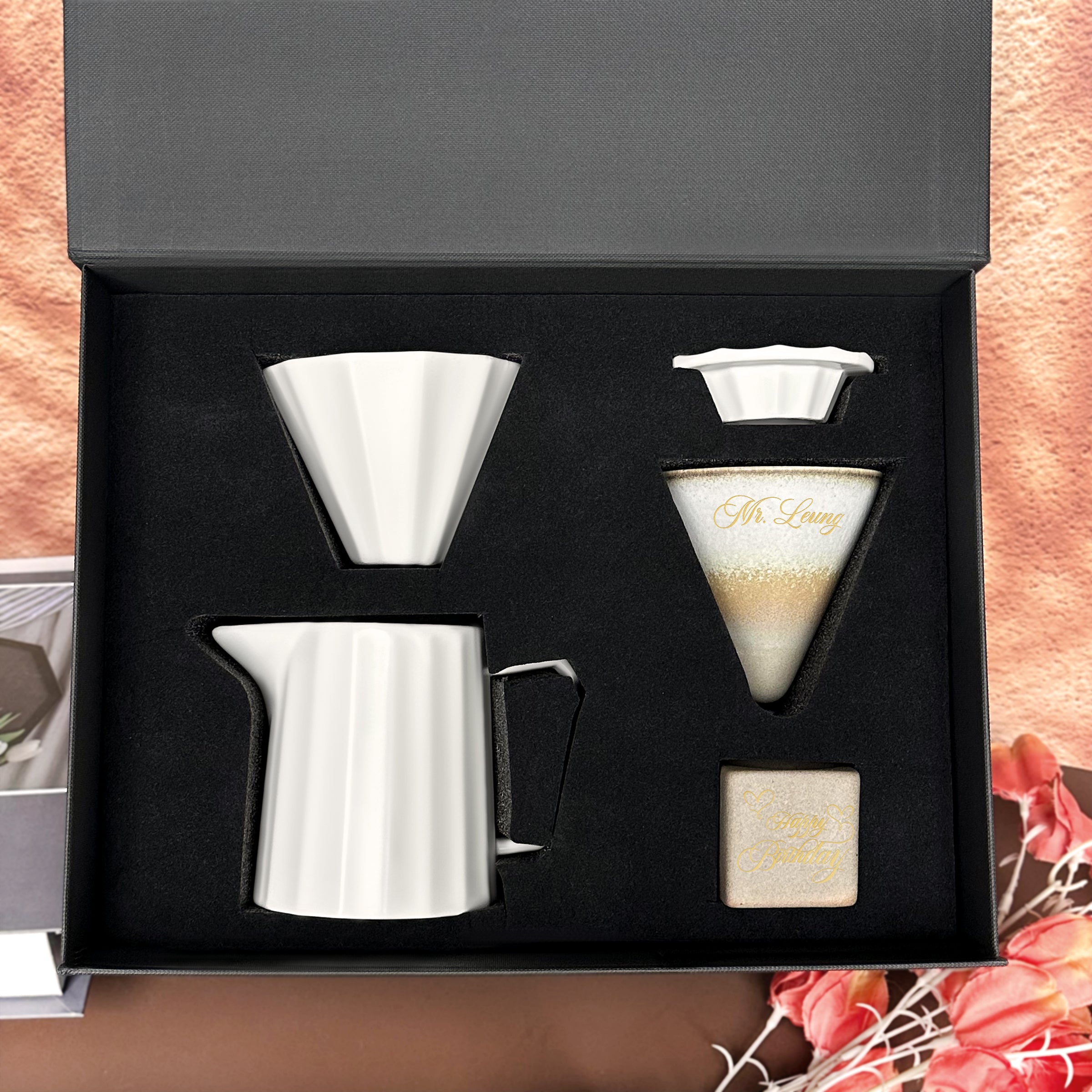 咖啡禮盒套裝 客製化 造型獨特圓錐咖啡杯 手衝咖啡壺 商務人士首選 送閨蜜朋友生日禮物 居家辦公必備company-coffee set-DY04-276 - Design Your Own Wine