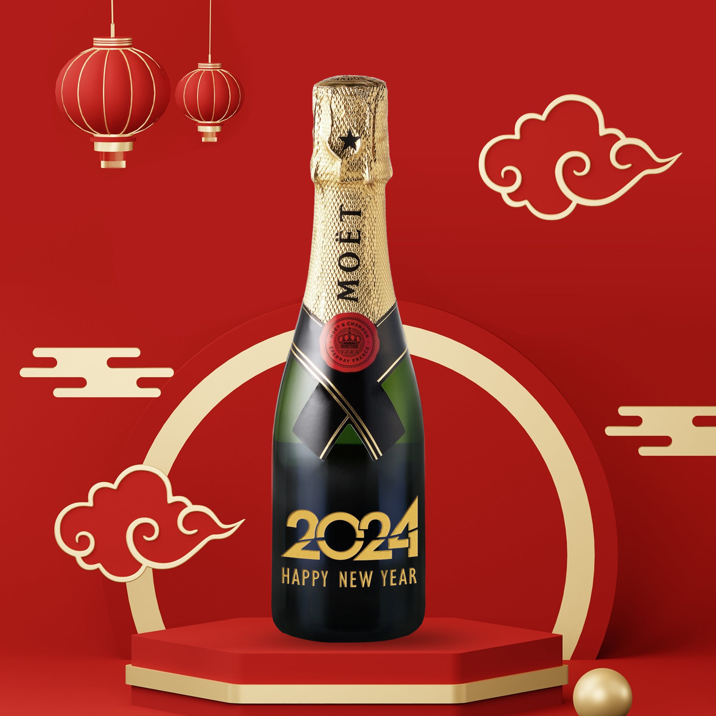 2024 CNY Gifts| 雕刻Mini Moet 香檳禮物（新年禮物）客製化文字/logo - Design Your Own Wine