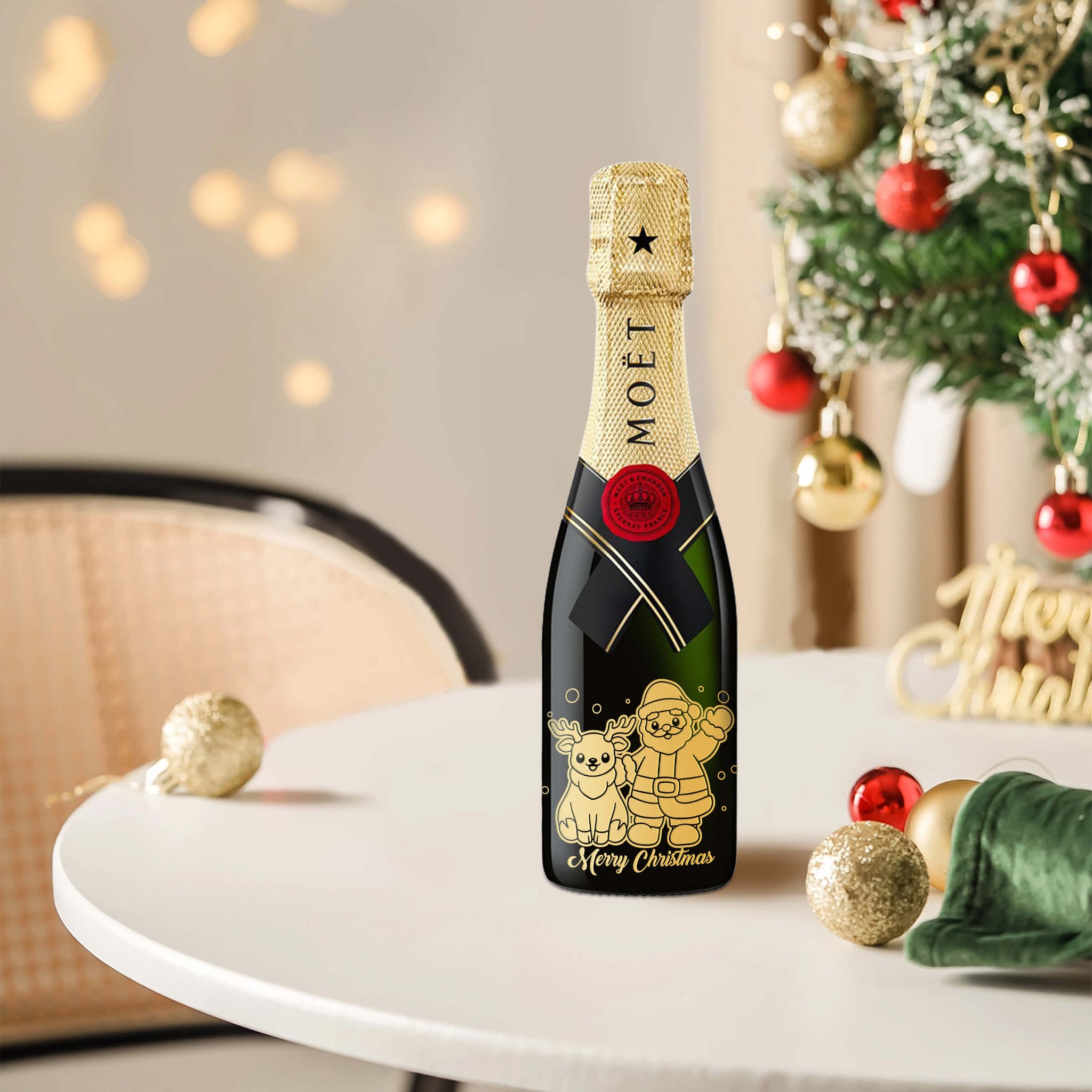 聖誕禮物|Mini Moët & Chandon （現貨不定製）聖誕雕刻禮物 送朋友 - Design Your Own Wine