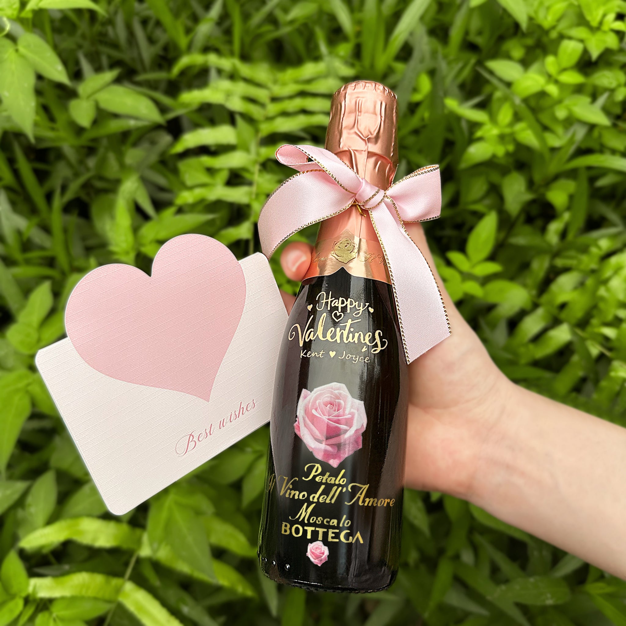 Mini Bottega波特嘉氣泡酒 文字姓名訂製 雕刻禮籃 週年情侶結婚訂製 小眾粉色送女友Valentine Set-Pink-DY01-373 - Design Your Own Wine