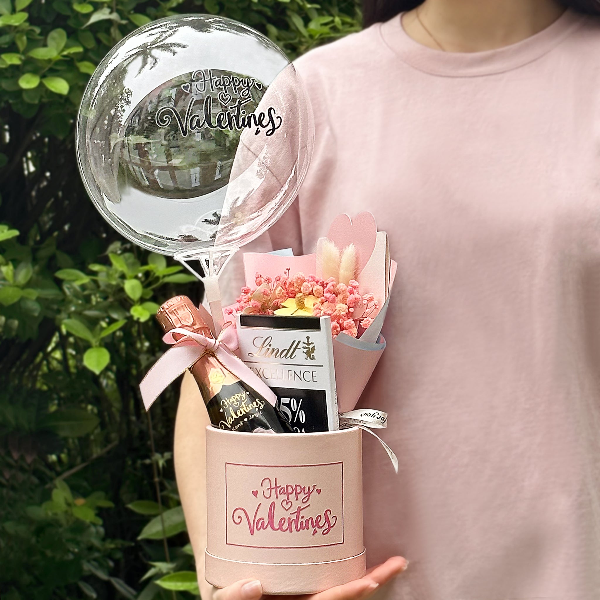 Mini Bottega波特嘉氣泡酒 文字姓名訂製 雕刻禮籃 週年情侶結婚訂製 小眾粉色送女友Valentine Set-Pink-DY01-373 - Design Your Own Wine