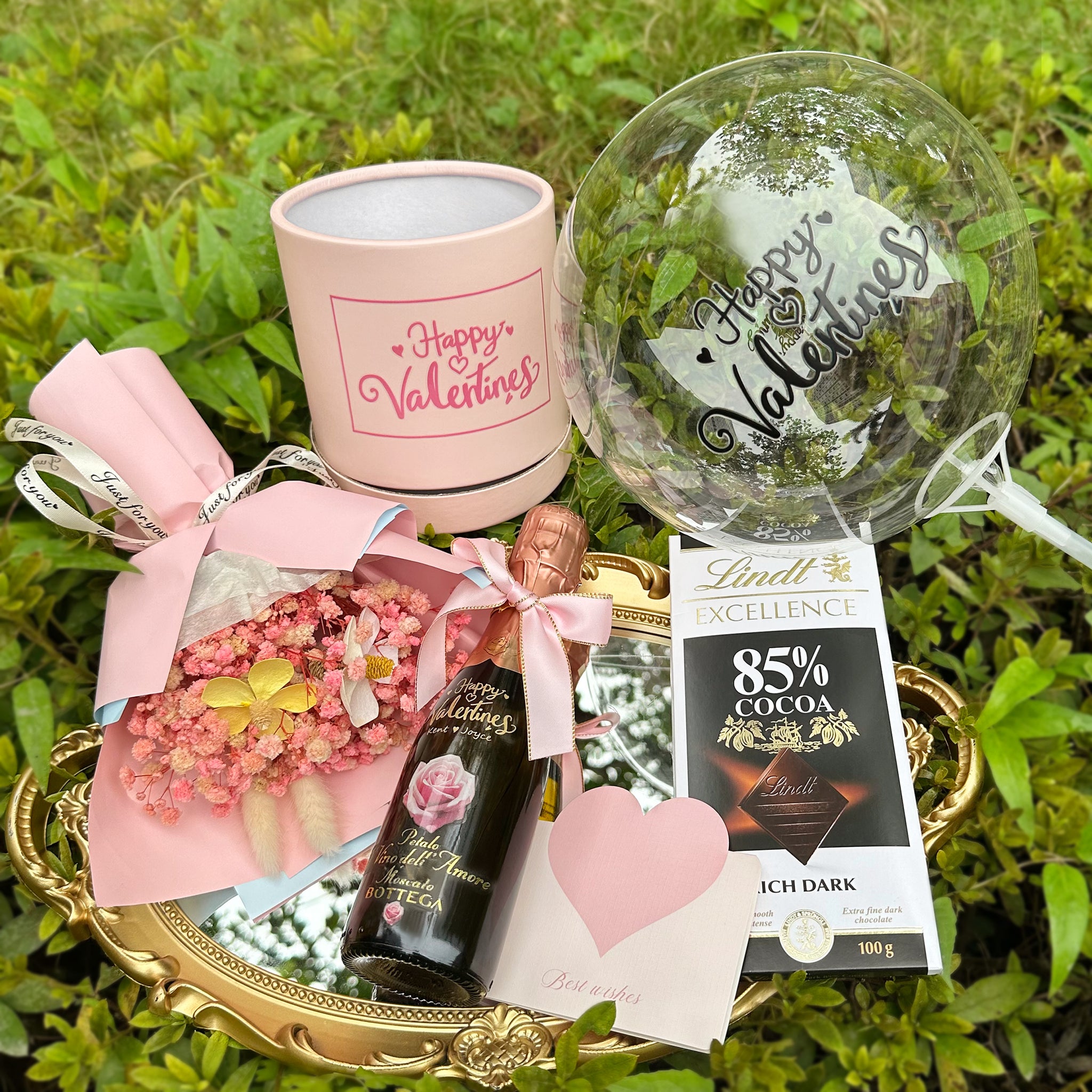 Mini Bottega波特嘉氣泡酒 文字姓名訂製 雕刻禮籃 週年情侶結婚訂製 小眾粉色送女友Valentine Set-Pink-DY01-373 - Design Your Own Wine