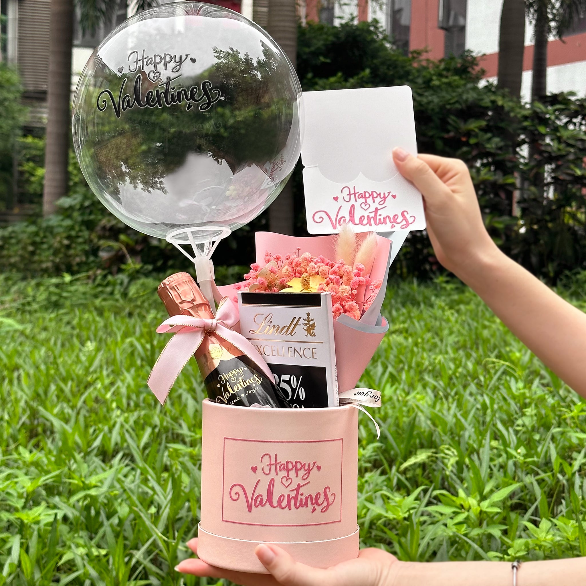 Mini Bottega波特嘉氣泡酒 文字姓名訂製 雕刻禮籃 週年情侶結婚訂製 小眾粉色送女友Valentine Set-Pink-DY01-373 - Design Your Own Wine