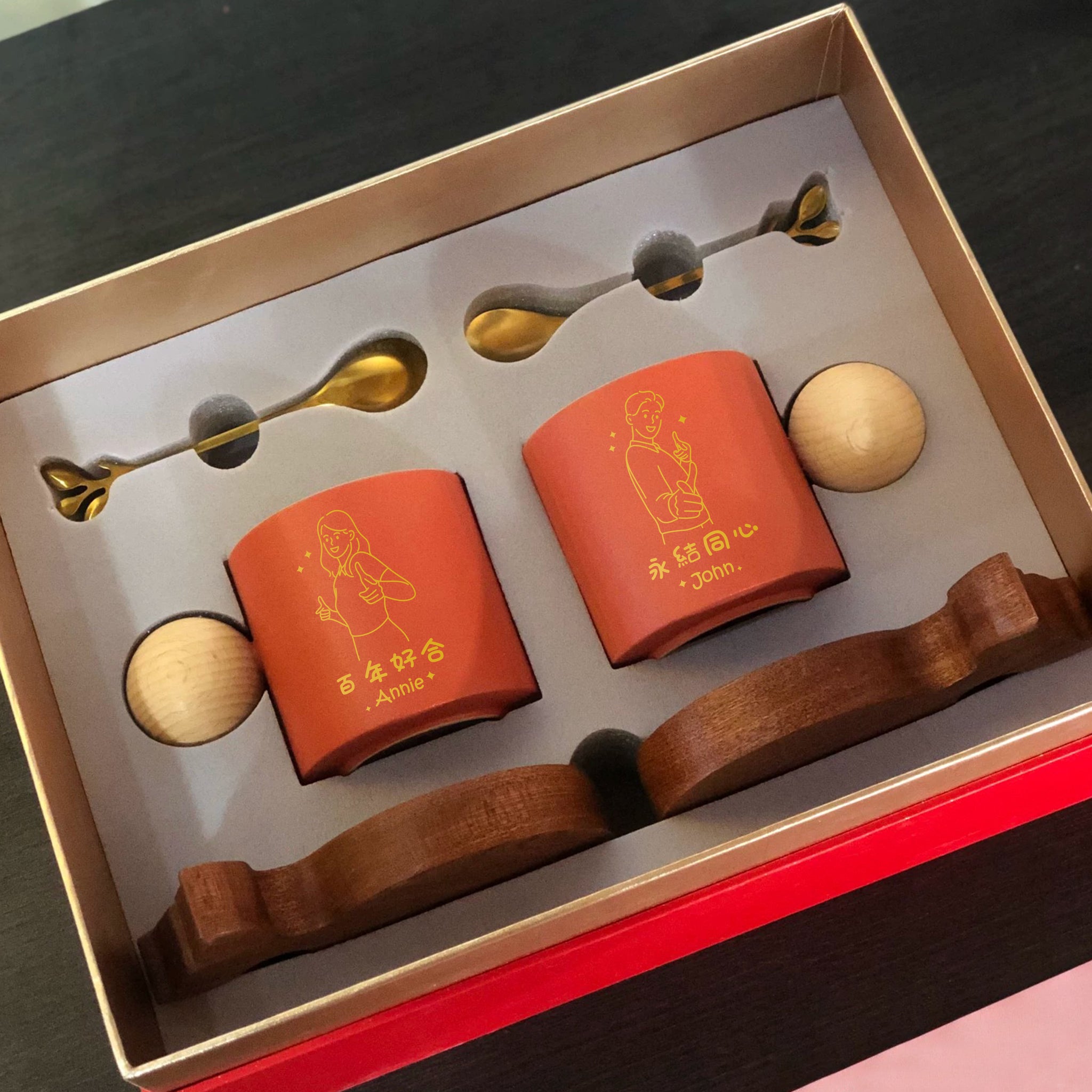 結婚禮物|陶瓷同心杯套裝禮物（雕刻禮物）客製化人像紀念禮物 祝賀禮物 - Design Your Own Wine