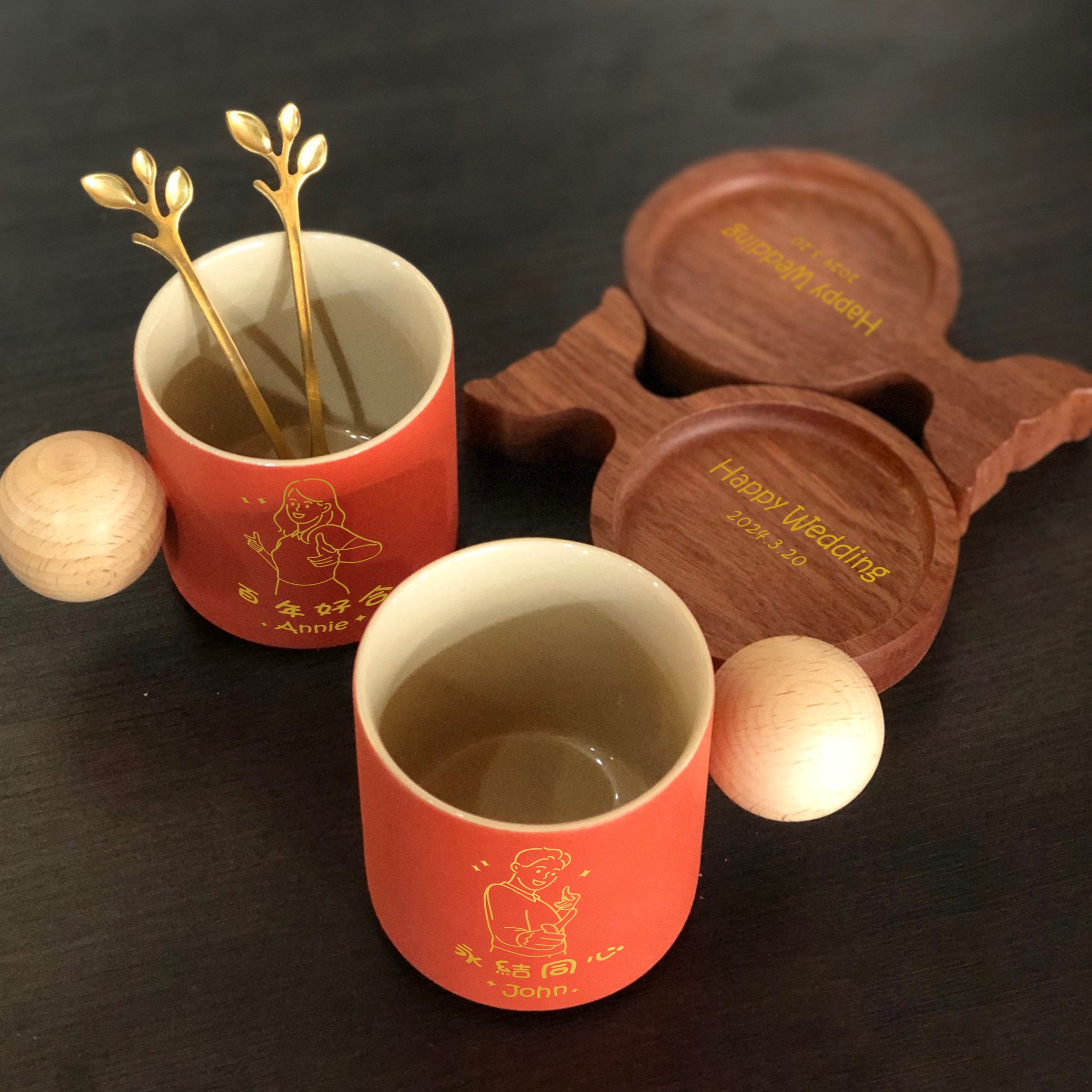 結婚禮物|陶瓷同心杯套裝禮物（雕刻禮物）客製化人像紀念禮物 祝賀禮物 - Design Your Own Wine