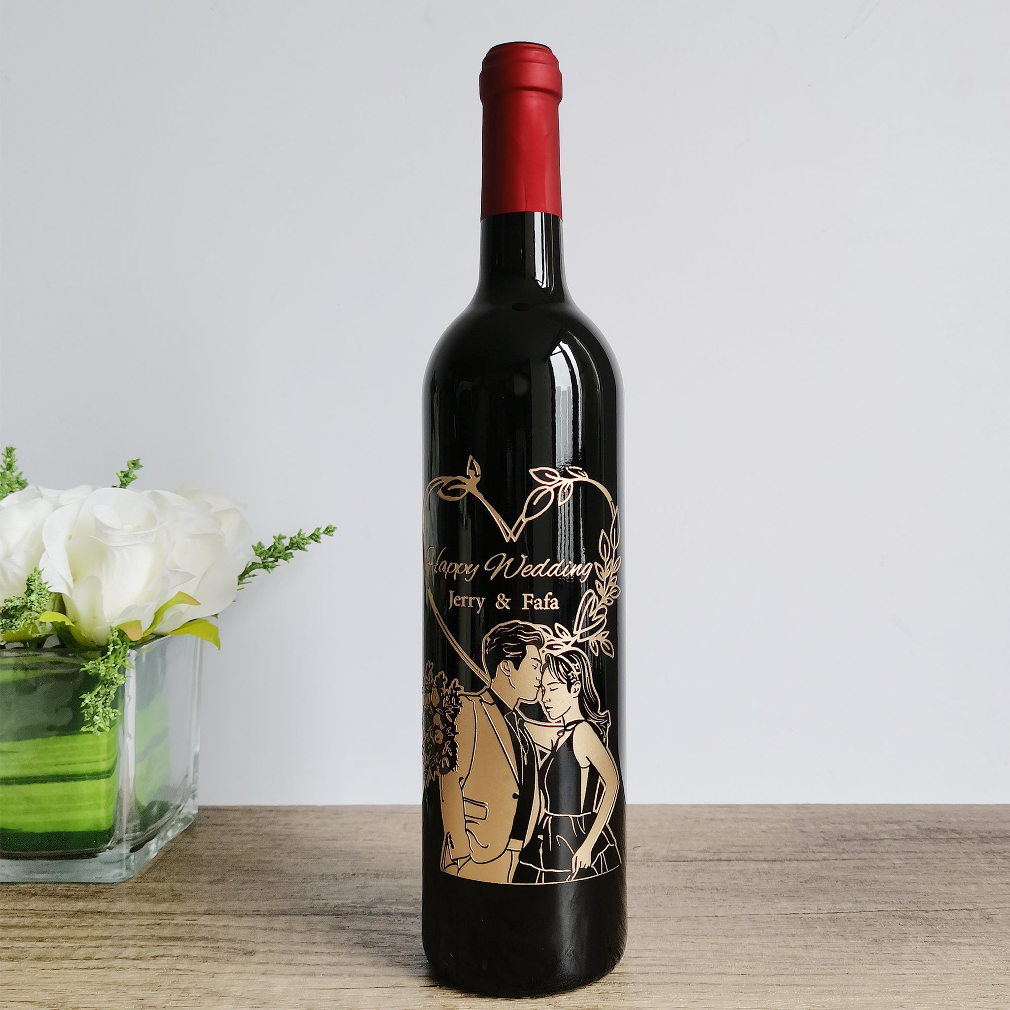 【人像雕刻】 定制圖像藝術婚礼系列紀念紅酒（雕刻） - Design Your Own Wine