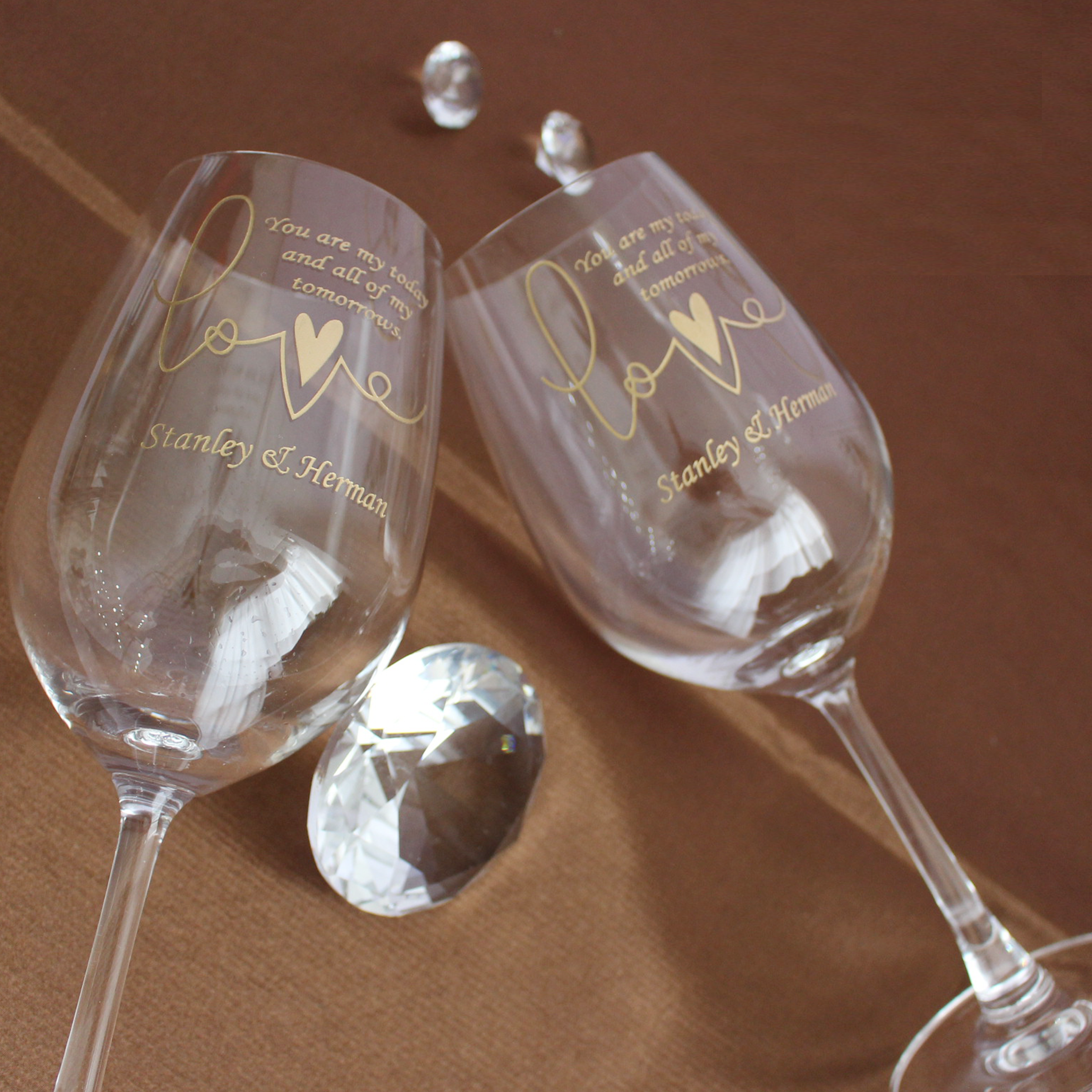 Text Art|簡單·愛系列—定制love表白文字紅酒對杯（雕刻） - Design Your Own Wine