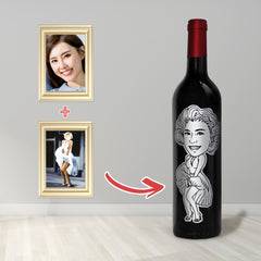 Hollywood classic actress人像cos雕刻 ｜Cos Hollywood classic actress Engraving - Design Your Own Wine