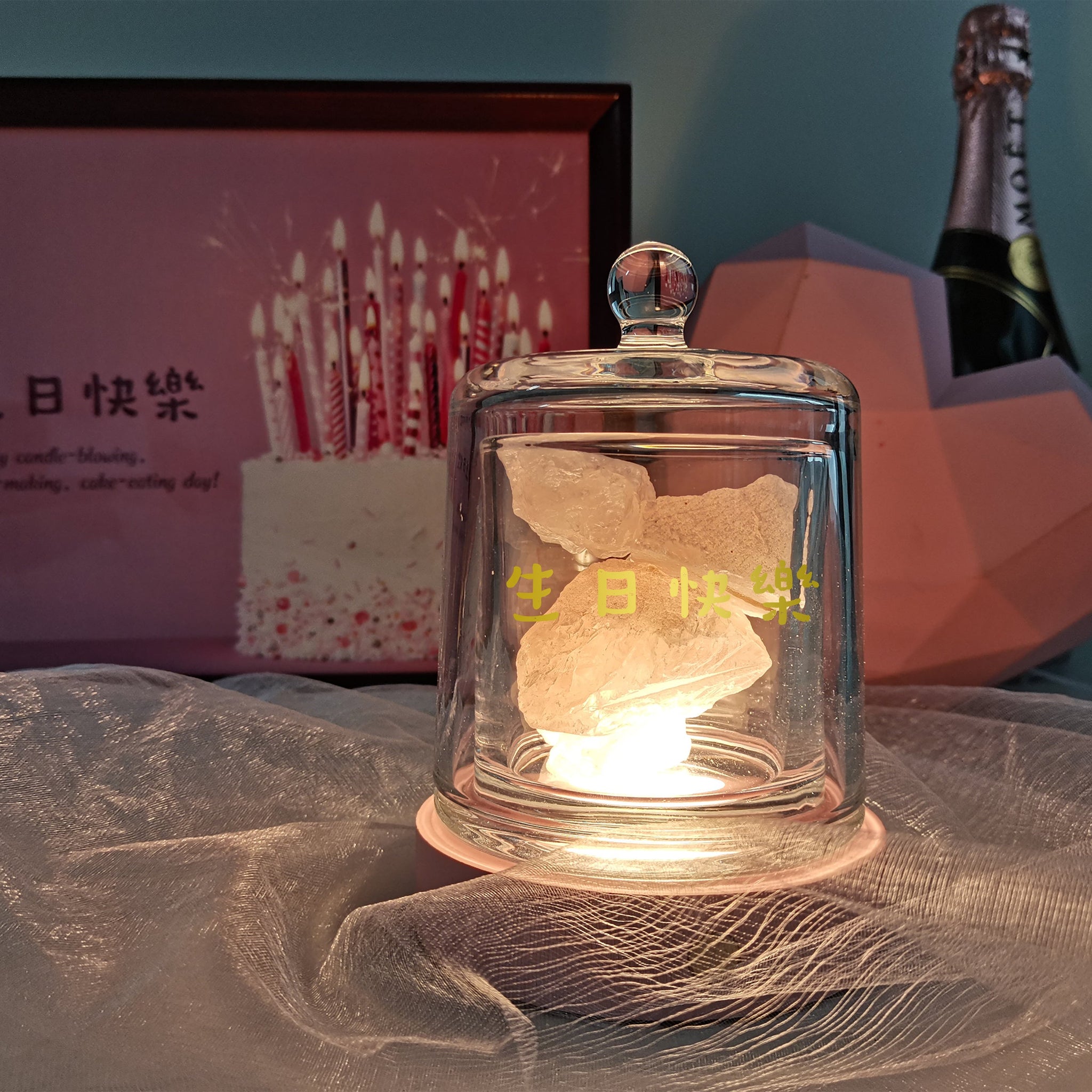 定制禮物 香薰套装  粉水晶無火香薰 esg相框木盒禮物DY01-353 - Design Your Own Wine