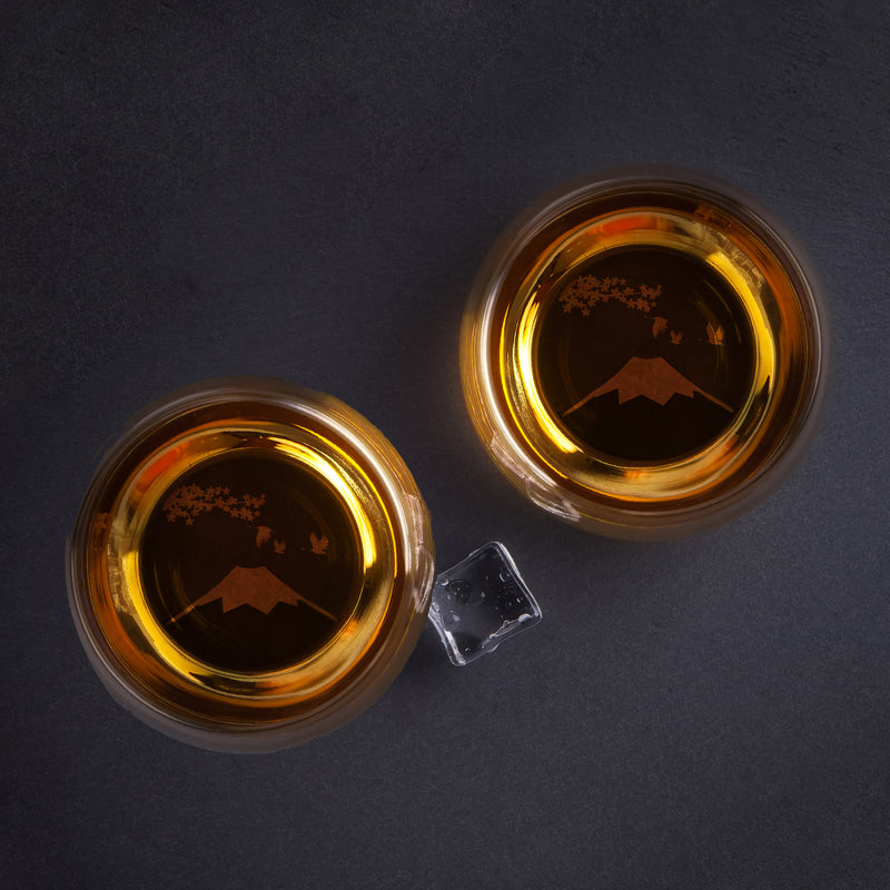 富士山威士忌對杯 | Fuji Moutain Whisky Pair Glasses | 杯底人手手工雕刻 - Design Your Own Wine