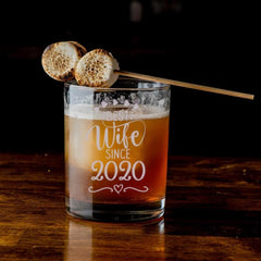 好妻子文字定制威士忌對杯 | Custom best wife since 2020 Wording Whisky Glasses ( Pair) | best wife since 2020 - Design Your Own Wine