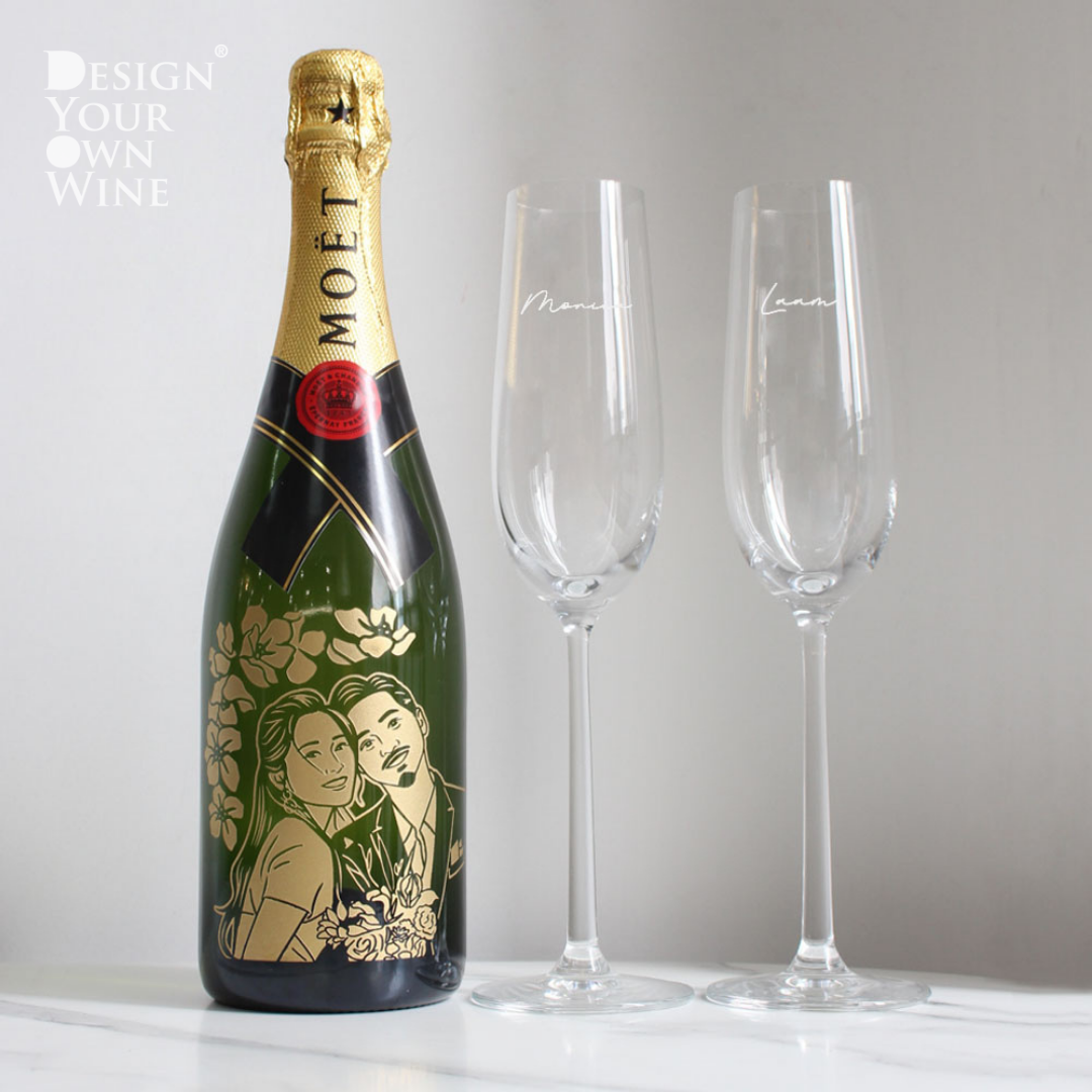 人像雕刻 ｜ 酒加對杯禮盒Portrait wine Engraving glassware pair gift set - Design Your Own Wine