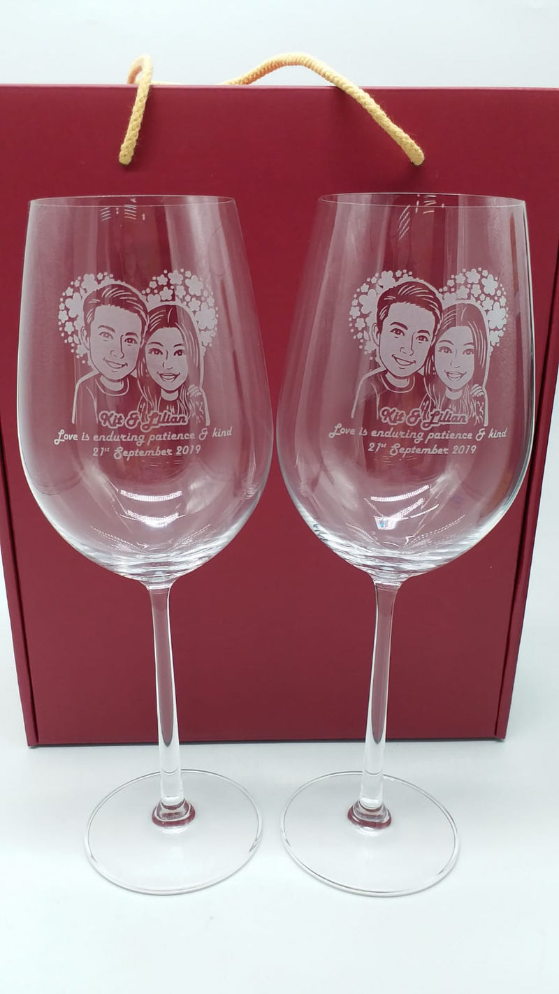 Personalize Crystal Red Wine Bordeaux Glasses (Pair) - Design Your Own Wine