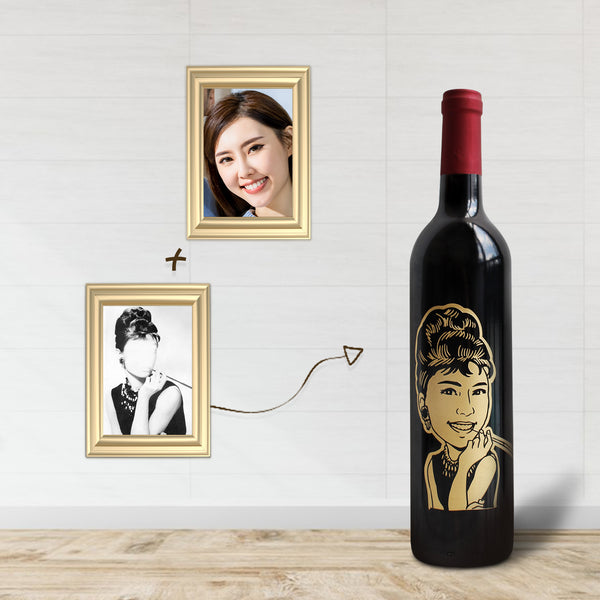 Hollywood classic actress人像cos雕刻 ｜Cos Hollywood classic actress Engraving - Design Your Own Wine