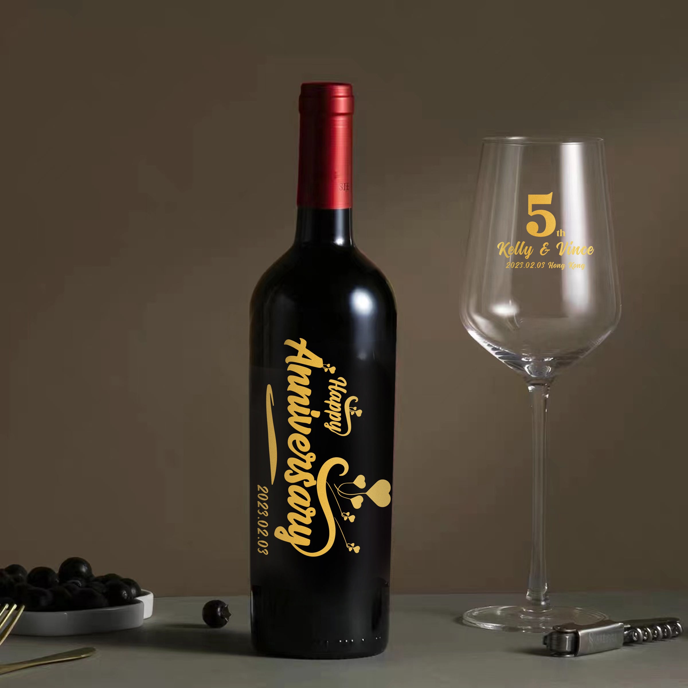 Valentine' s Gift| 訂製週年紀念紅酒 紀念禮物 結婚紀念禮物 訂製禮物（文字雕刻） - Design Your Own Wine