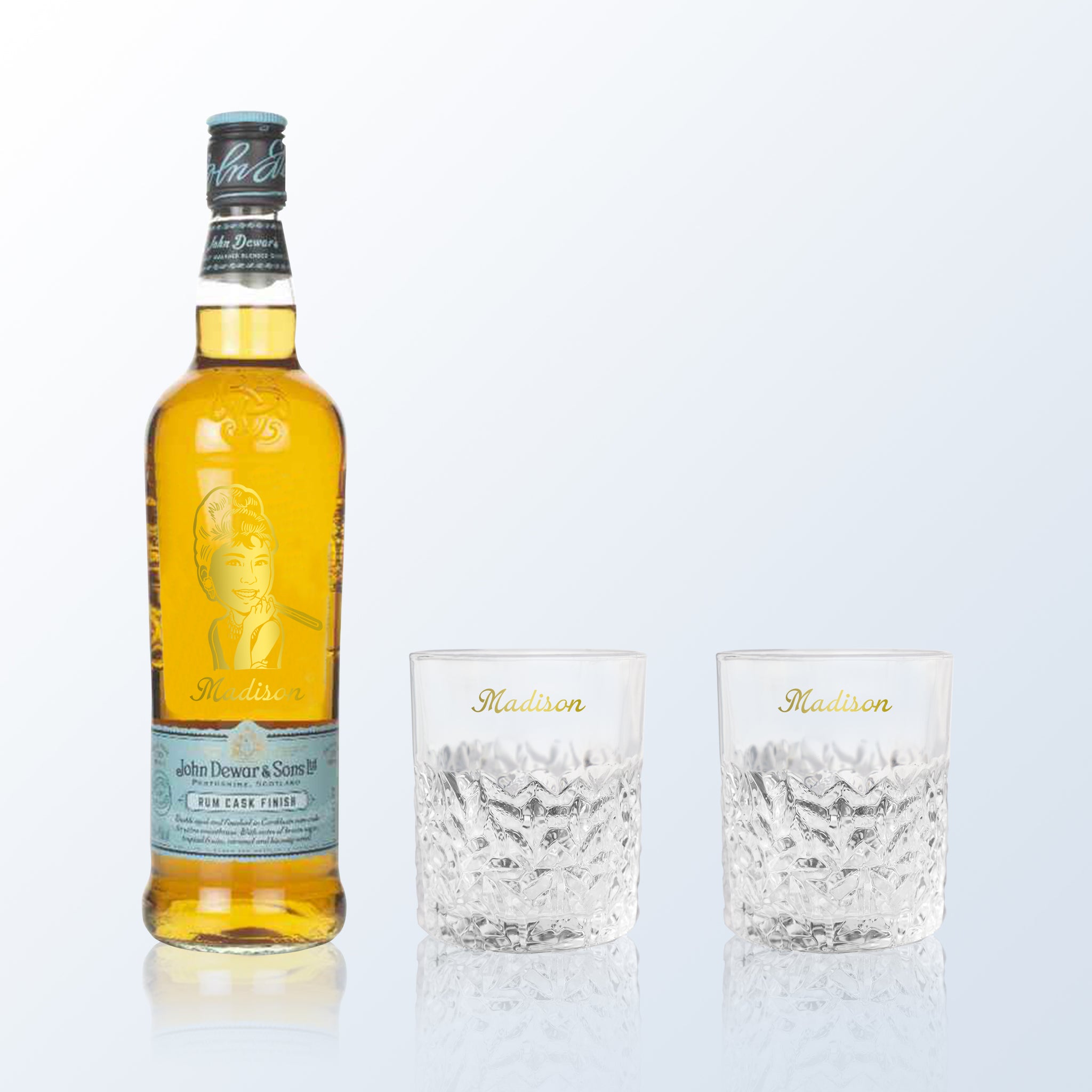 Dewar' s Whisky|Dewars 8 years Caribbean smoothy威士忌單支雙杯 客製化禮物（文字雕刻） - Design Your Own Wine