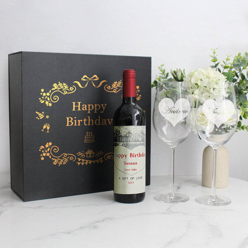 Personalize heart shape label Chateau Bonnet Gift Set | 定制chateau Bonnet愛之酒禮盒 - Design Your Own Wine