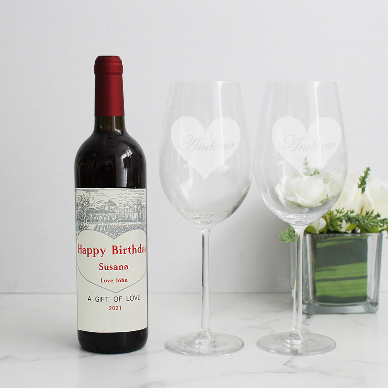 Personalize heart shape label Chateau Bonnet Gift Set | 定制chateau Bonnet愛之酒禮盒 - Design Your Own Wine