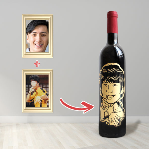 Bruce Lee人像cos雕刻 ｜Cos Bruce Lee Engraving - Design Your Own Wine