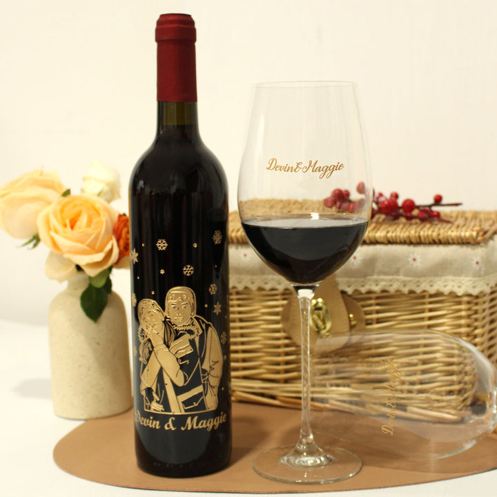 The Moment|遇見·妳-訂製情侶禮物紅酒套裝 （客製化雕刻）人像雕刻 - Design Your Own Wine