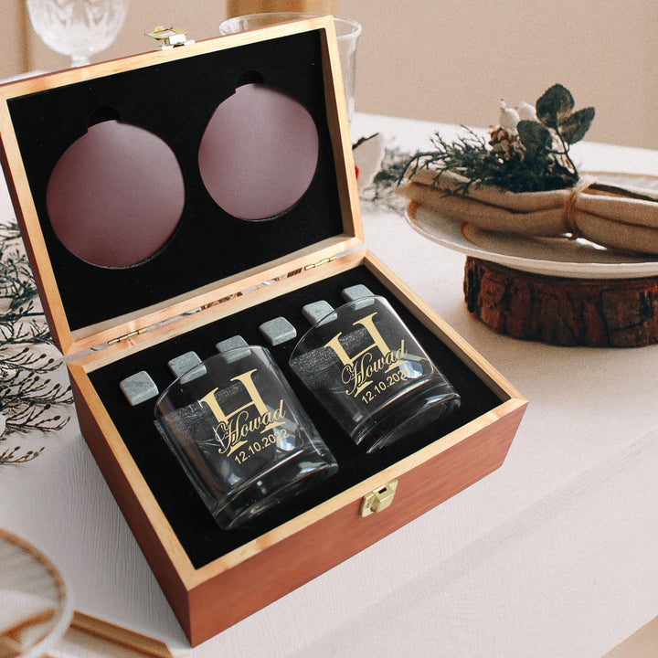 客製化禮物|訂製雕刻威士忌對杯套裝 冰酒石套裝（文字雕刻） - Design Your Own Wine