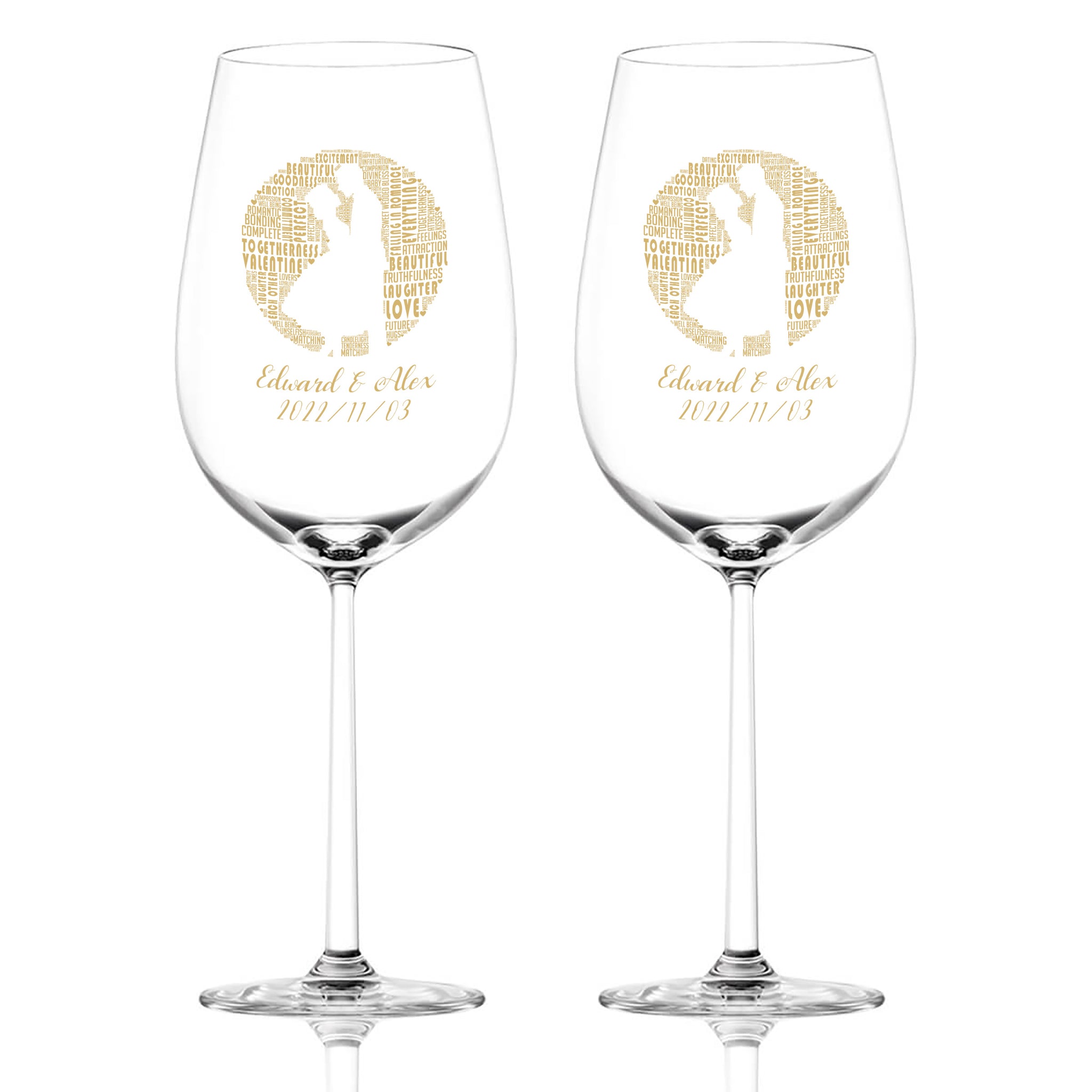 文字雕刻禮物|情侶文字雕刻紅酒對杯 客製化雕刻（送男友） - Design Your Own Wine