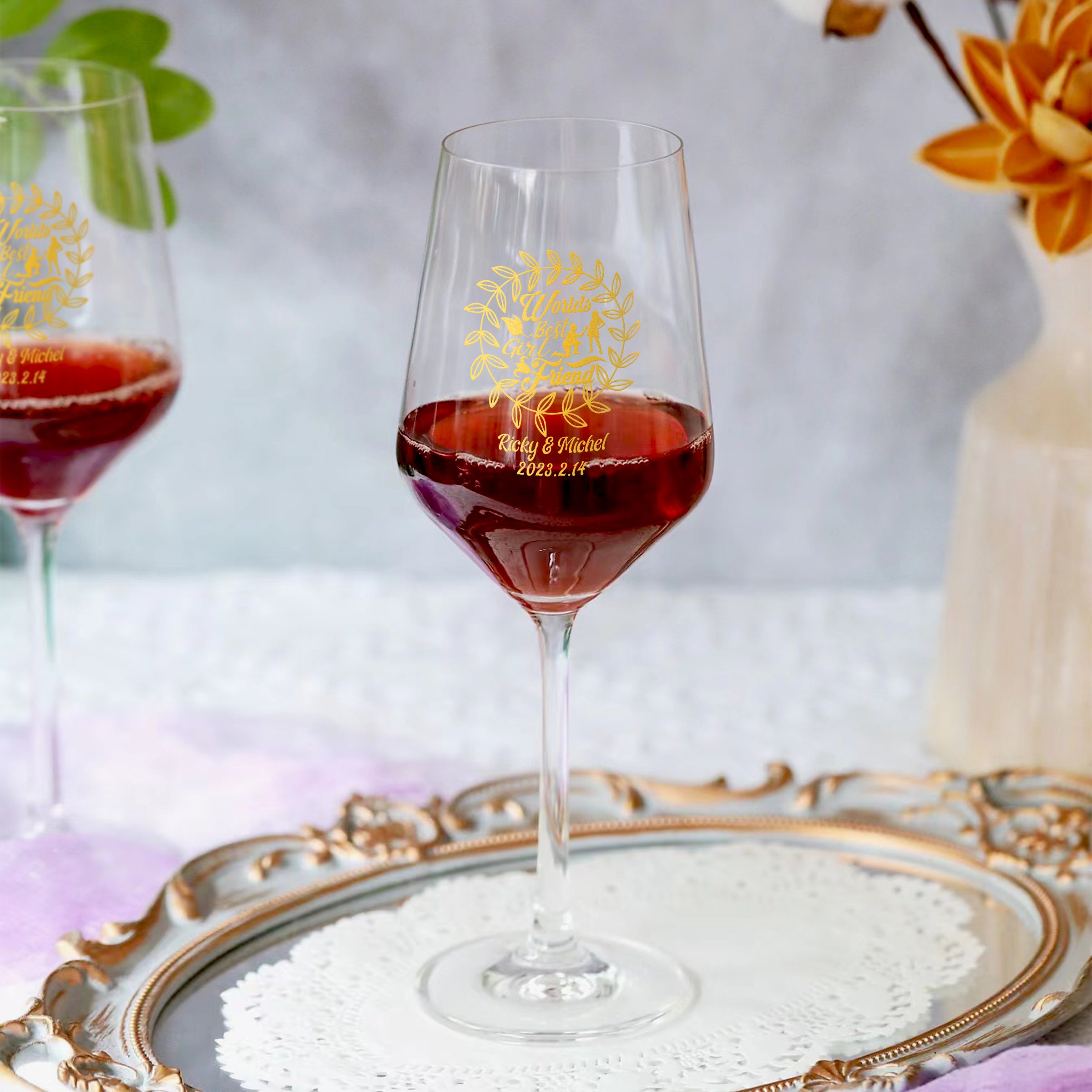 Valentine' s Gift| 訂製紅酒杯對杯 情人節禮物 送女友文字雕刻 - Design Your Own Wine