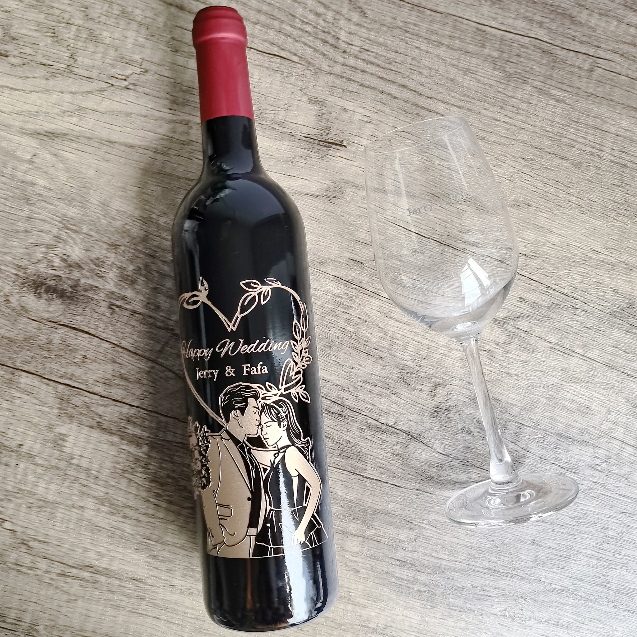 【人像雕刻】 定制圖像藝術婚礼系列紀念紅酒（雕刻） - Design Your Own Wine