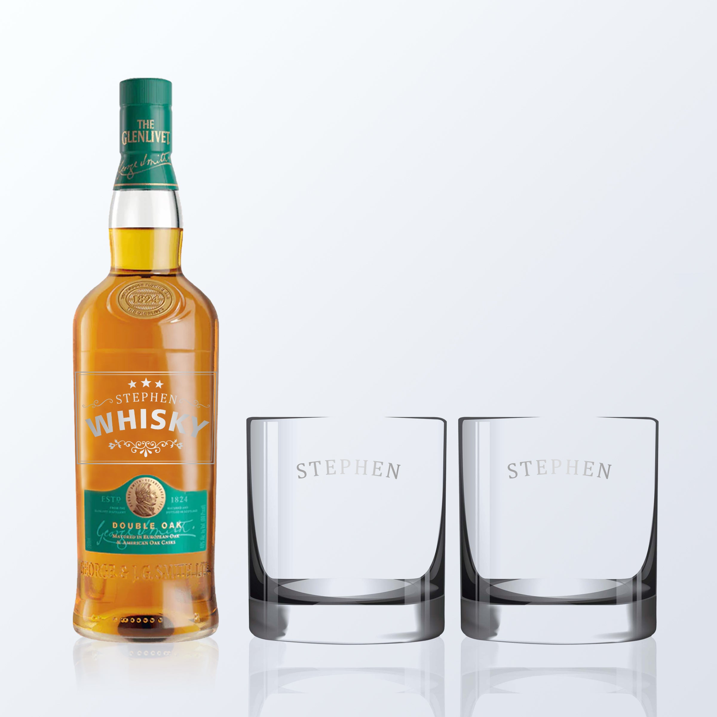 Glenlivet|格蘭威特12年威士忌單支雙杯套裝 客製化禮物（文字雕刻） - Design Your Own Wine