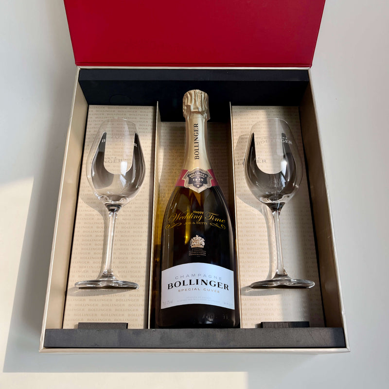【原裝禮盒】Champagne Bollinger Gift Set手工雕刻禮物 客製化禮物（文字雕刻） - Design Your Own Wine