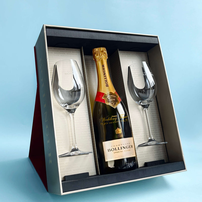 【原裝禮盒】Champagne Bollinger Gift Set手工雕刻禮物 客製化禮物（文字雕刻） - Design Your Own Wine