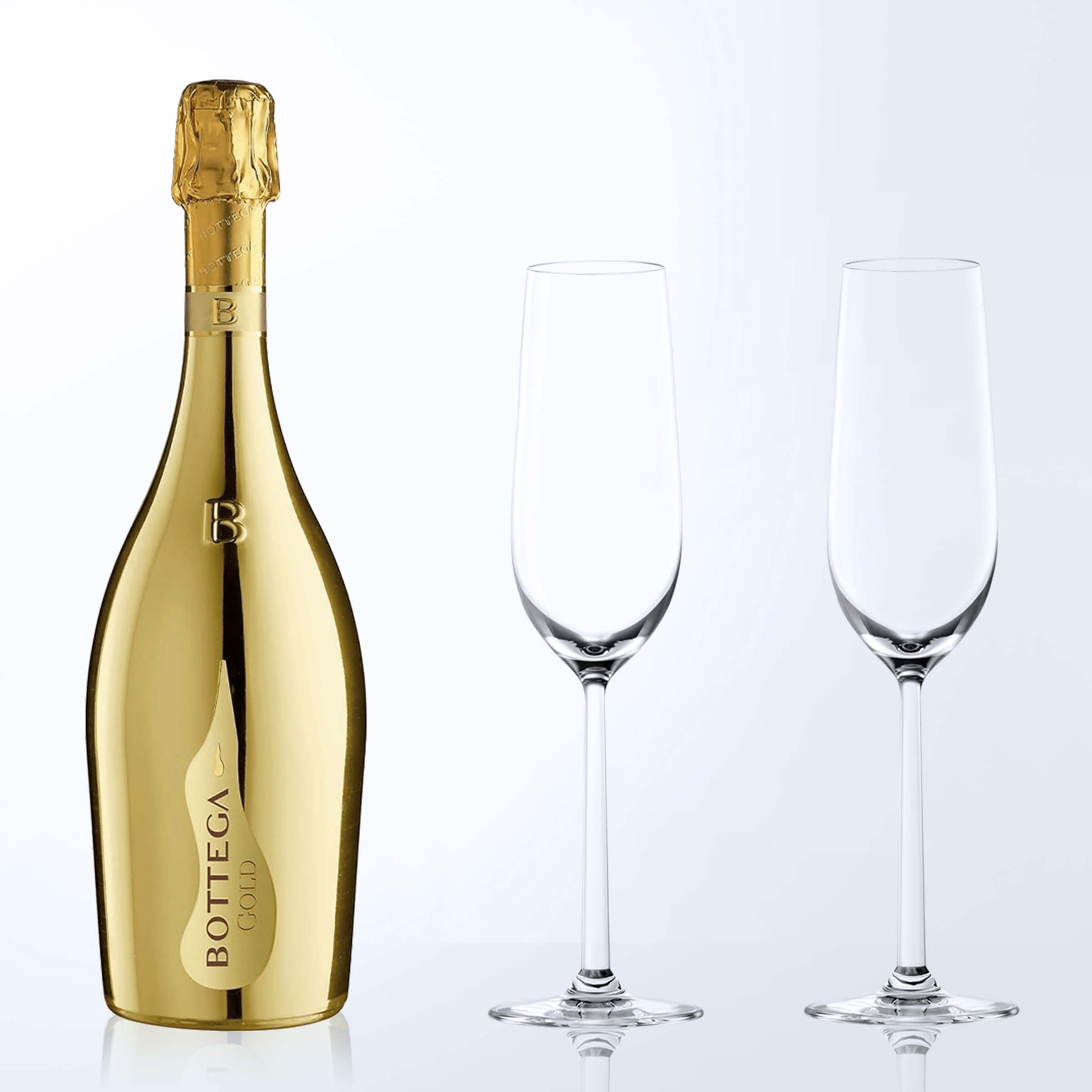 Bottega Prosecco-Gold & Bottega Champagne Glasses Gift Set with Name Engraving |波特嘉金色普羅賽克氣泡酒&Bottega香檳杯套裝(含名字雕刻） - Design Your Own Wine