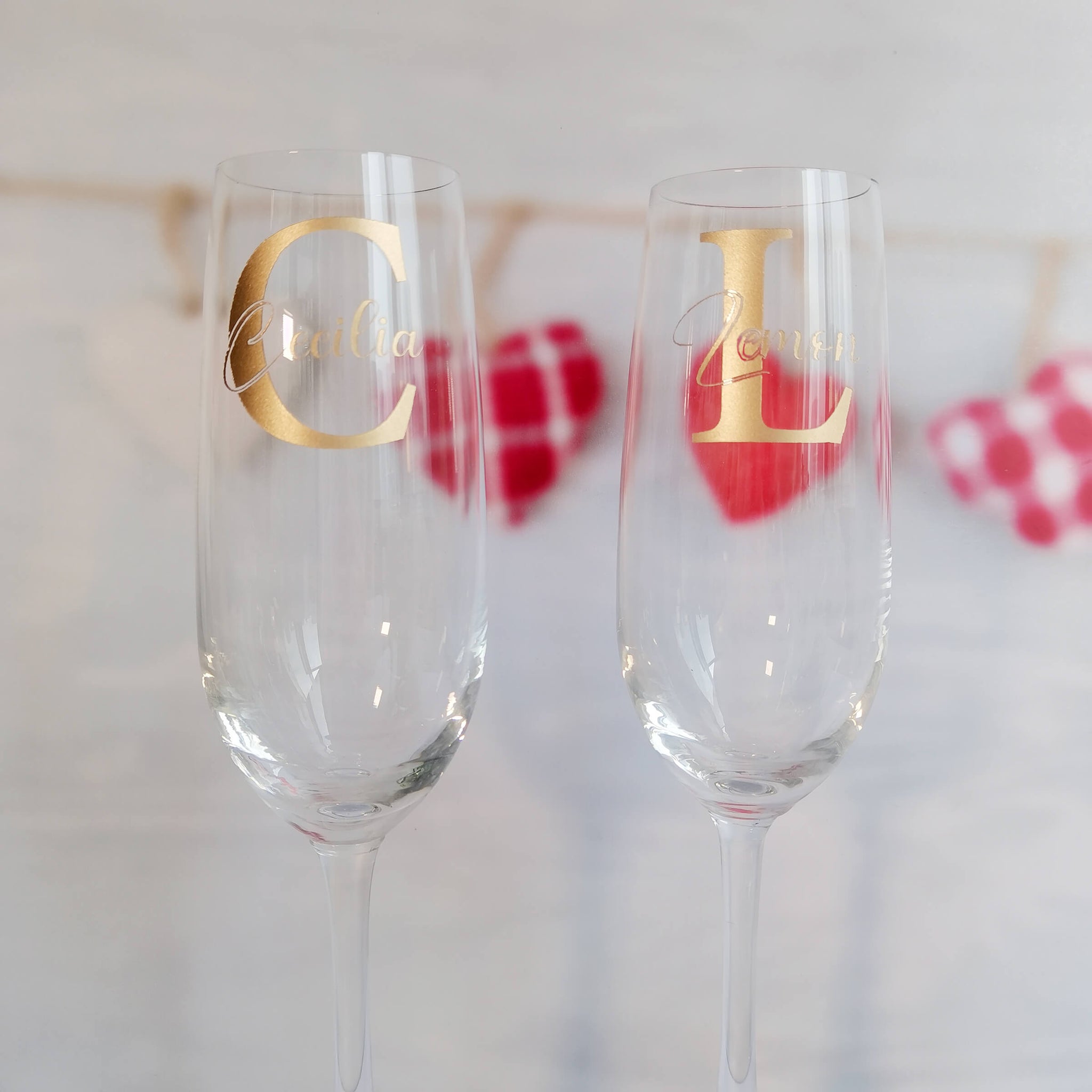 Text Art 定製情侶名字香檳對杯（雕刻） - Design Your Own Wine