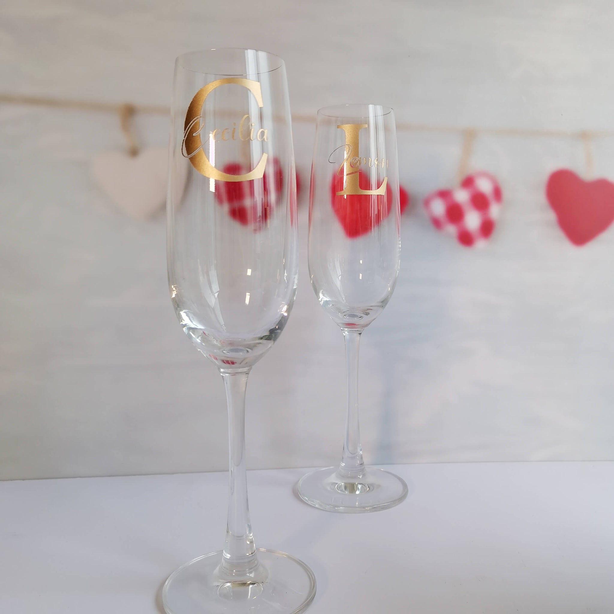 Text Art 定製情侶名字香檳對杯（雕刻） - Design Your Own Wine
