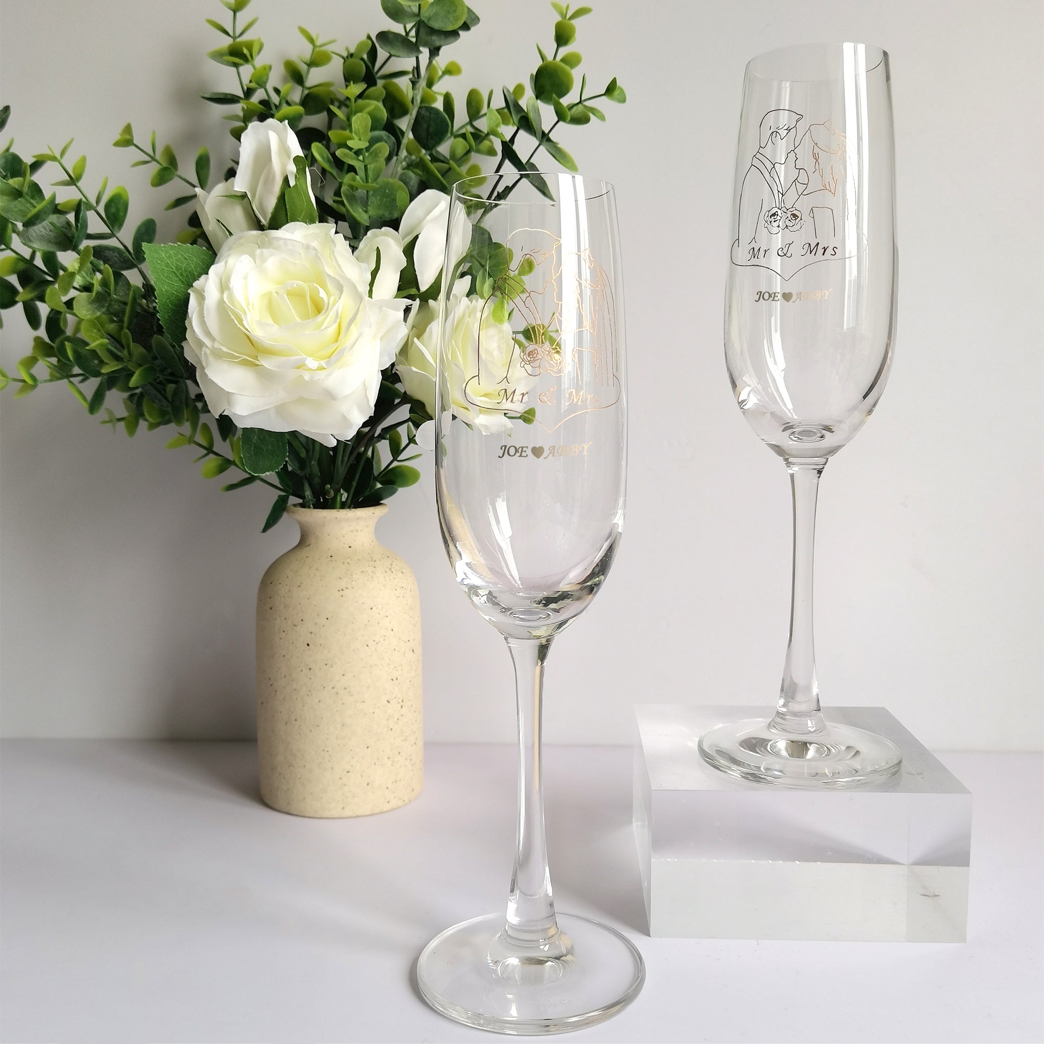Text Art|定制wedding香檳對杯（雕刻） - Design Your Own Wine