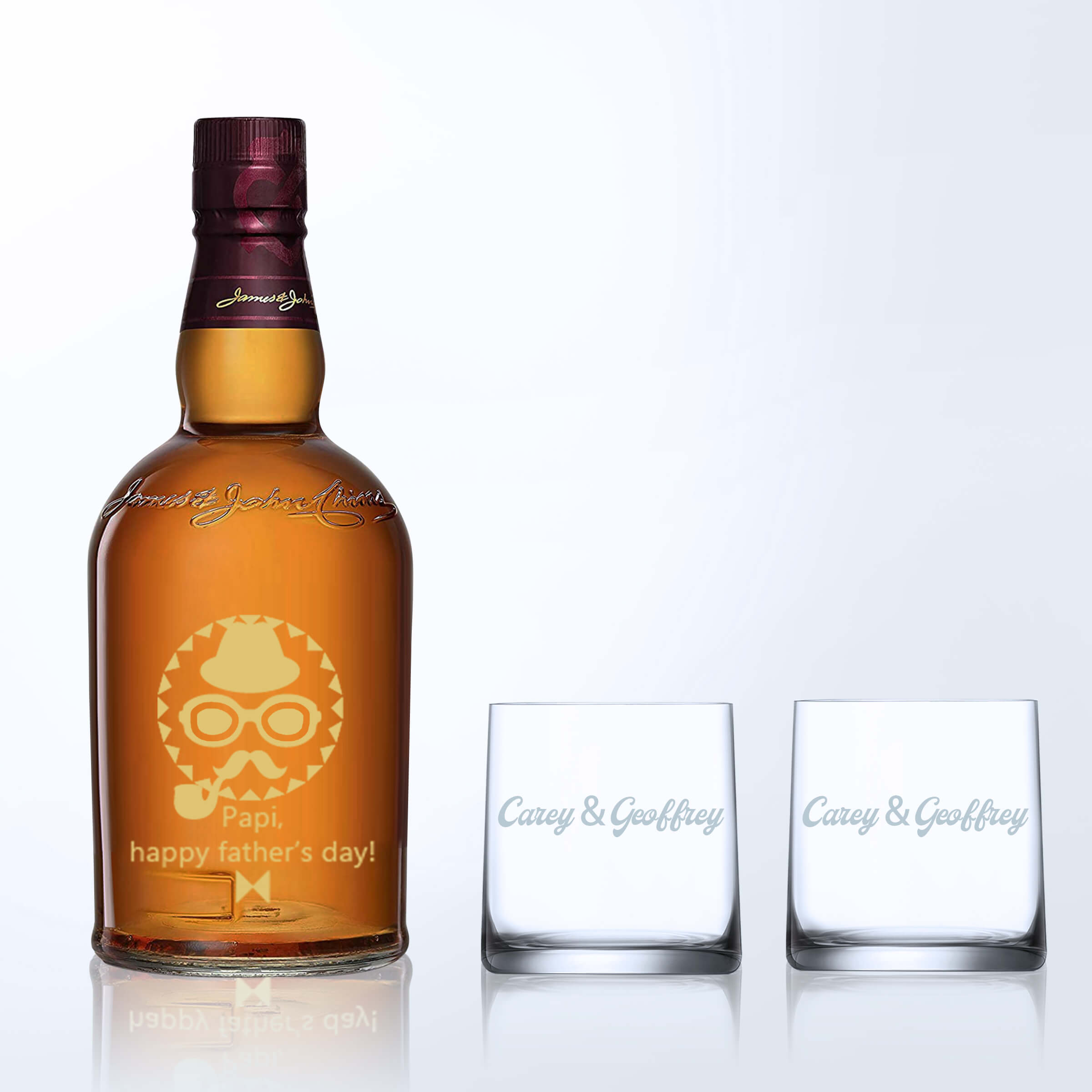 Chivas 12 & Bottega Whisky Glasses Gift Set with Engraving |芝華士12威士忌&Bottega威士忌杯套裝(含文字人像雕刻） - Design Your Own Wine