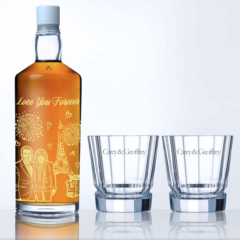Cristal D'arques-Macassar Whisky Glass & Armorik Whisky with Engraving| 瑪喀莎系列威士忌杯與艾摩利克威士忌套裝（含名字人像雕刻） - Design Your Own Wine